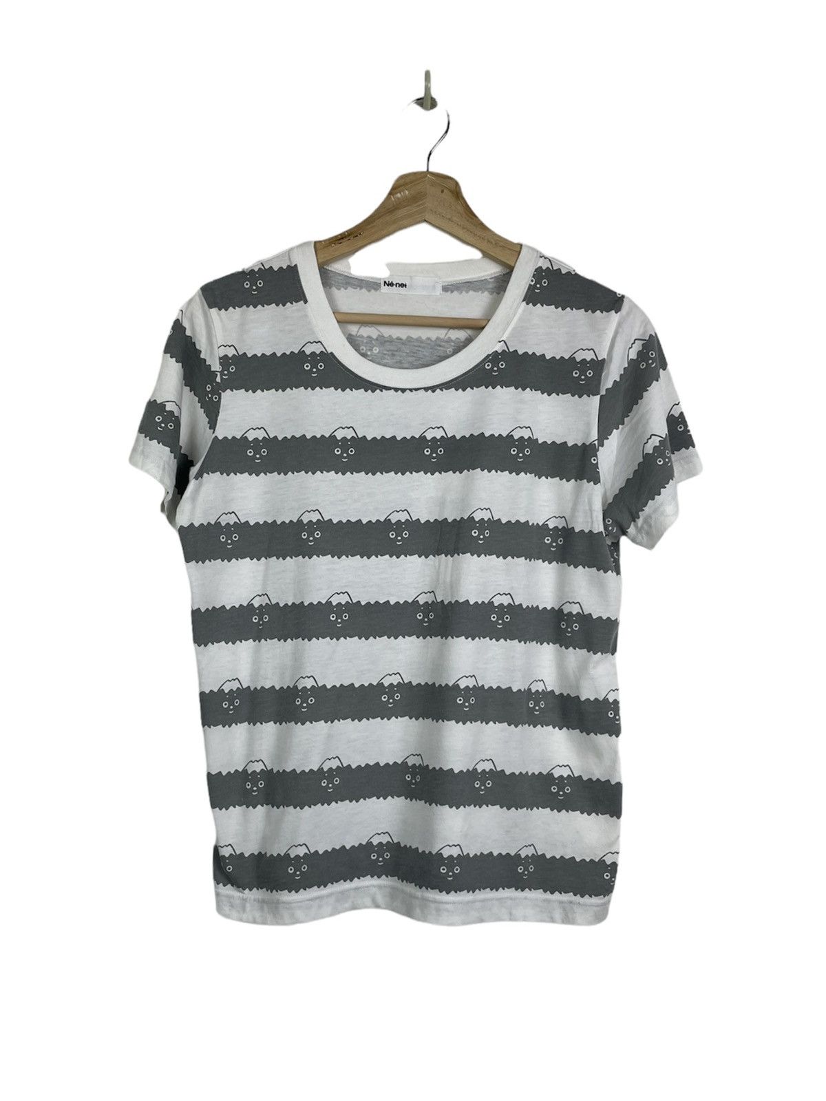 Issey Miyake × Ne-Net Ne-net Japan Mt. Fuji Face Tee | Quirky Graphic Stripes Size S / US 4 / IT 40 - 1 Thumbnail