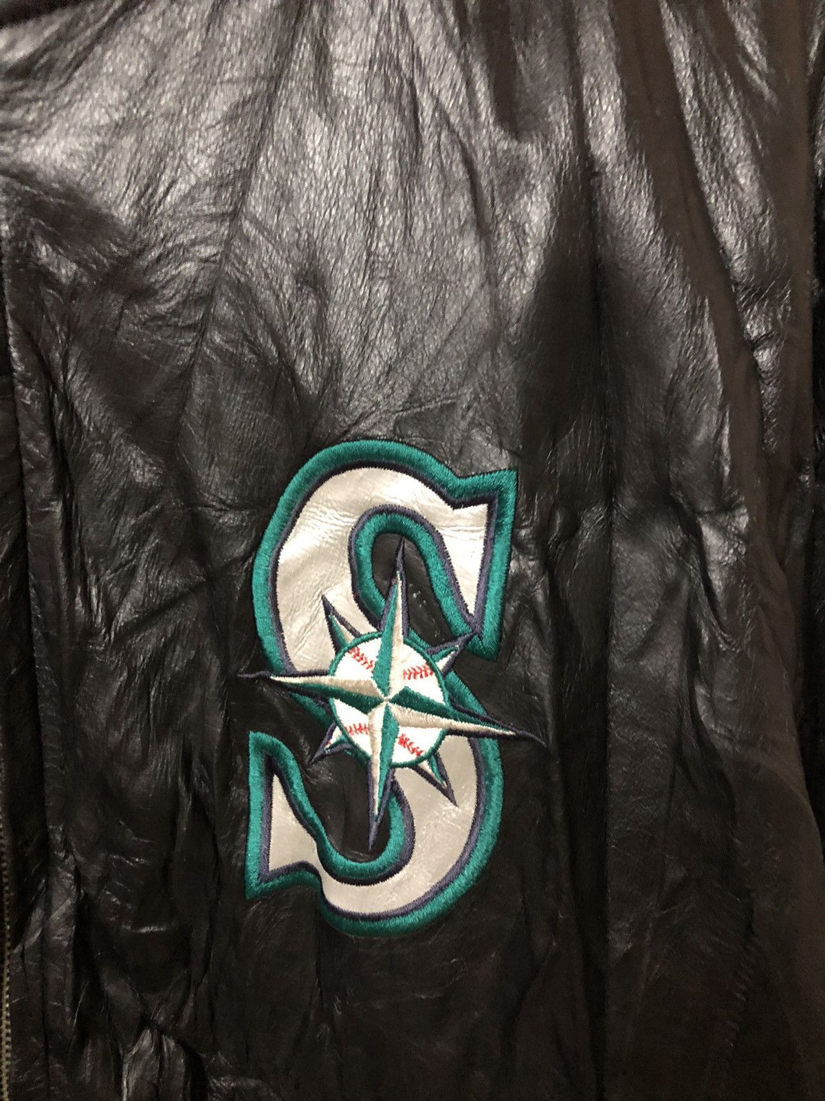 MLB Vintage 90s Seattle Mariners Embroidery Leather Jacket Size US L / EU 52-54 / 3 - 6 Thumbnail
