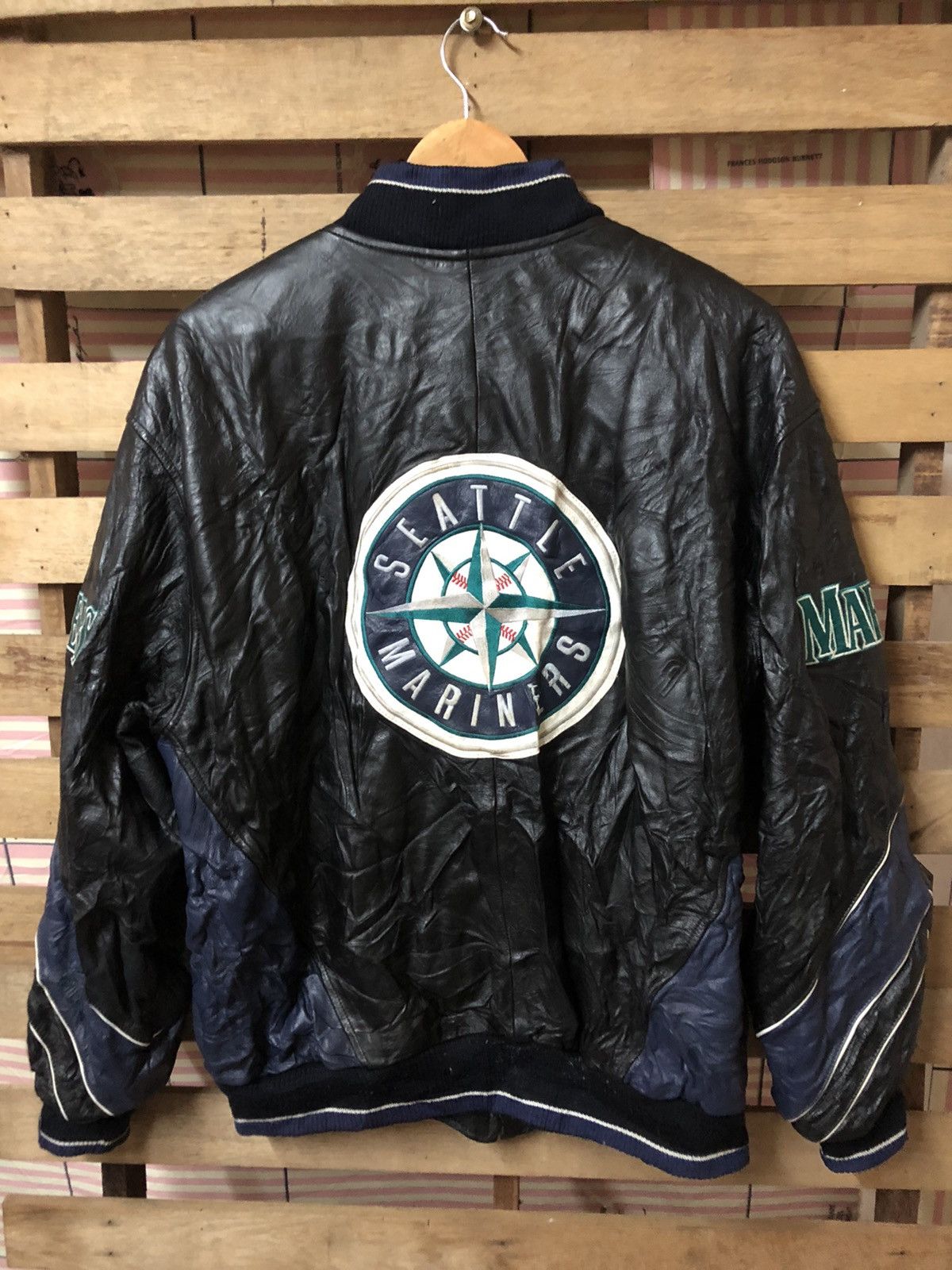 MLB Vintage 90s Seattle Mariners Embroidery Leather Jacket Size US L / EU 52-54 / 3 - 2 Thumbnail