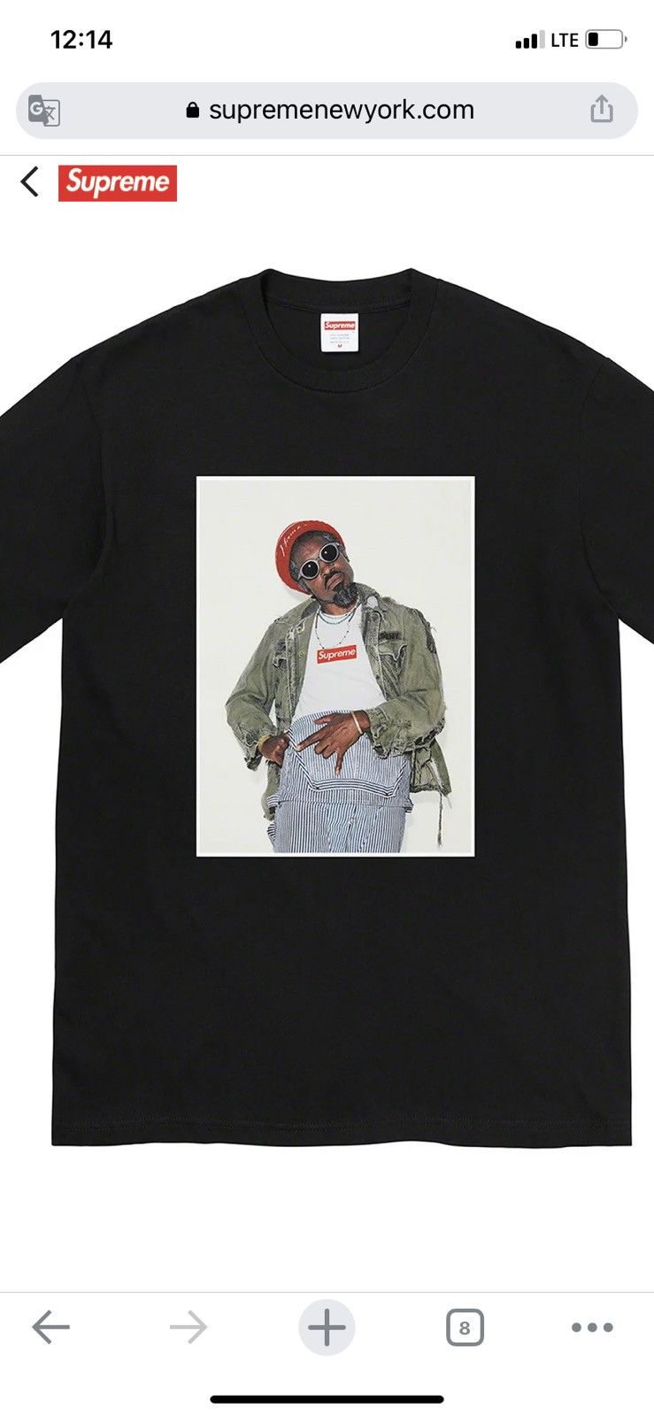 Supreme André 3000 Tee Black Men's - FW22 - US