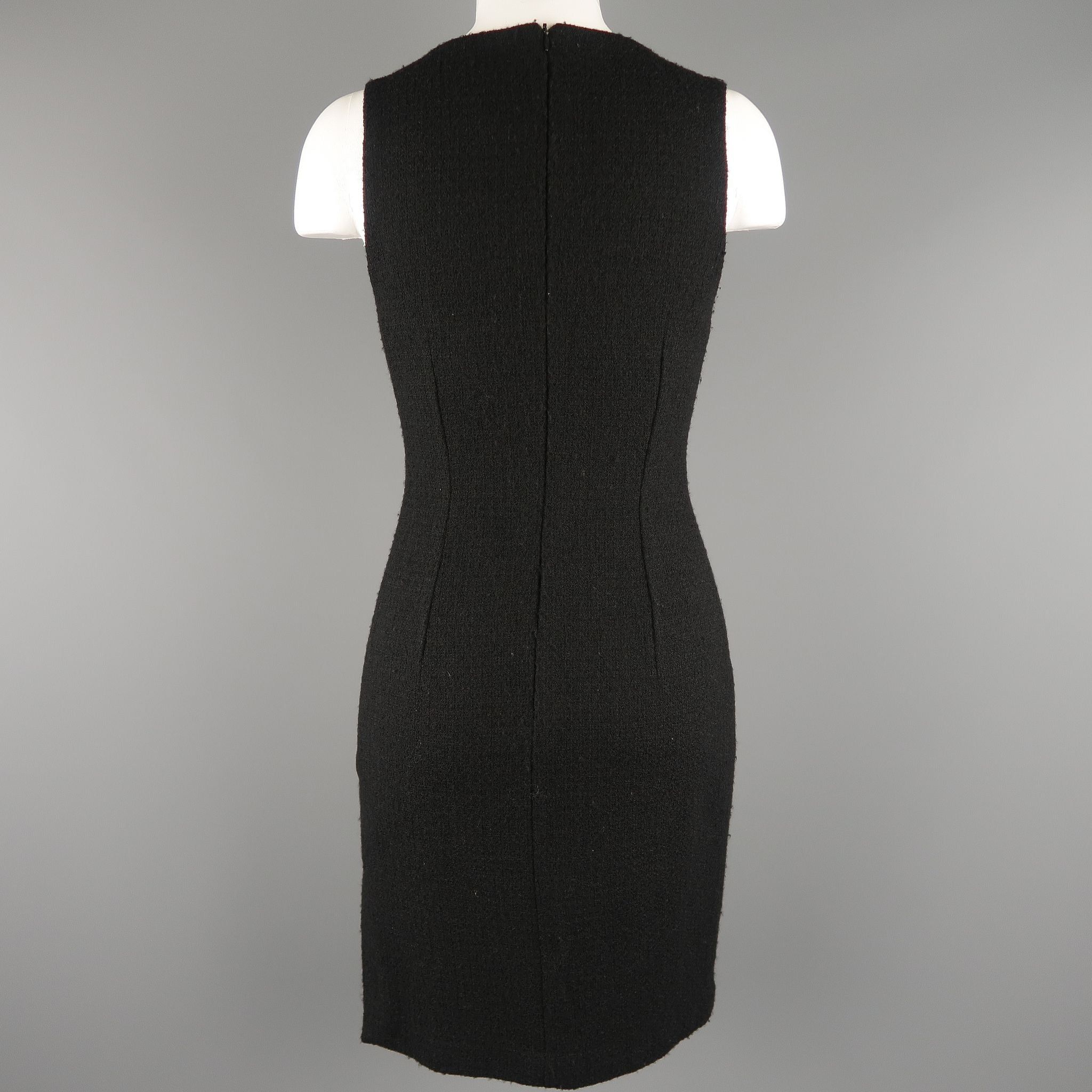 Versace Black Wool Blend Tweed Asymmetrical Dress Size S / US 4 / IT 40 - 4 Thumbnail