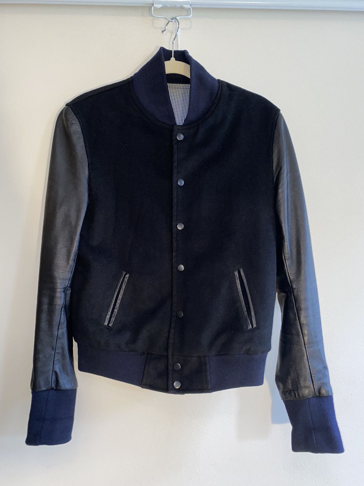 Falcon Garments Black summer varsity with leather sleeves Size US S / EU 44-46 / 1 - 1 Thumbnail