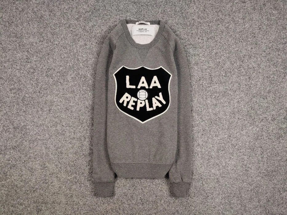 Japanese Brand Replay Crewneck Sweatshirt Blank Grey Big Logo Size US S / EU 44-46 / 1 - 1 Thumbnail