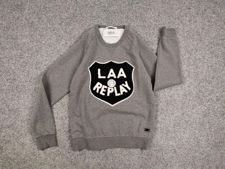Japanese Brand Replay Crewneck Sweatshirt Blank Grey Big Logo Size US S / EU 44-46 / 1 - 6 Thumbnail