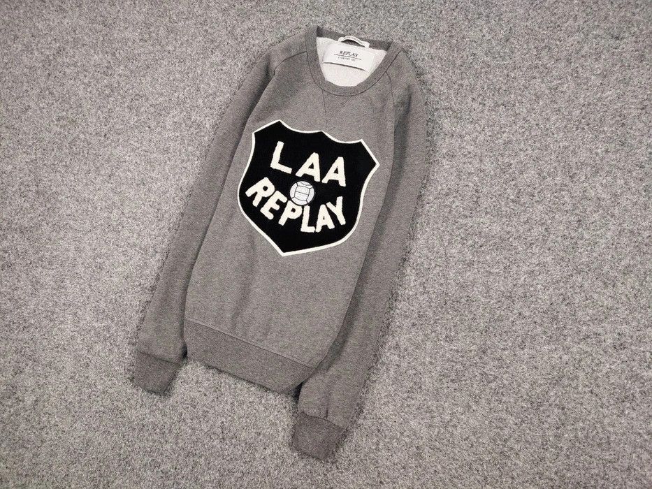 Japanese Brand Replay Crewneck Sweatshirt Blank Grey Big Logo Size US S / EU 44-46 / 1 - 2 Thumbnail