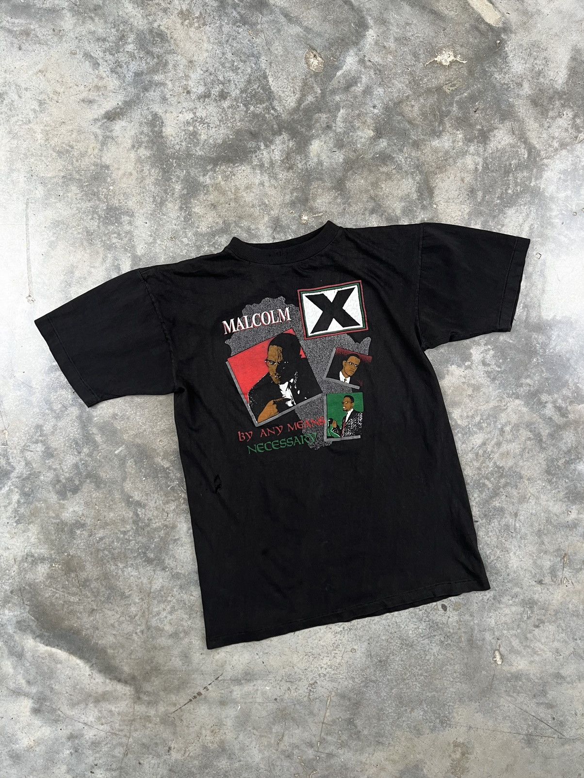 Vintage GRAIL Vintage Malcom X " By Any Means Necessary " Tee Black Size US L / EU 52-54 / 3 - 1 Thumbnail