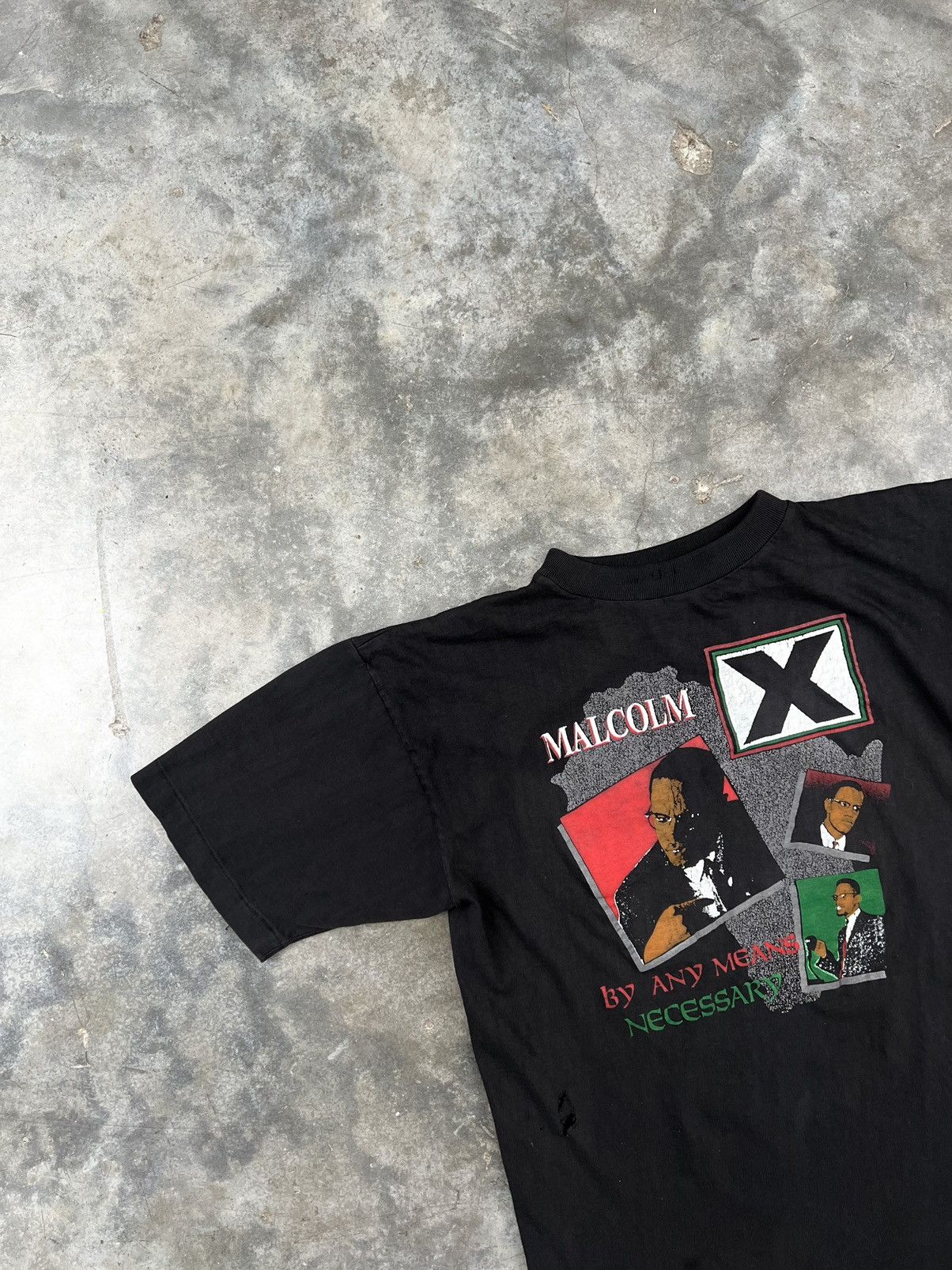 Vintage GRAIL Vintage Malcom X " By Any Means Necessary " Tee Black Size US L / EU 52-54 / 3 - 2 Thumbnail