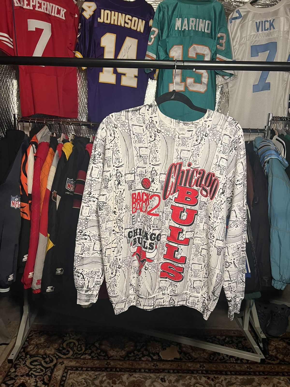 Vintage 1991-1992 Back to Back Bulls Champions AOP Crewneck