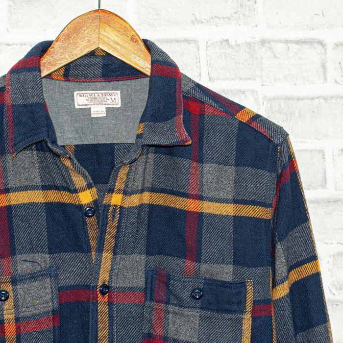 Wallace & Barnes Wallace & Barnes J.crew Heavyweight Flannel Shirt Blue ...