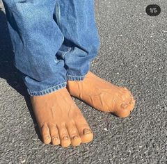 Crocs x Imran Potato Caveman Slides White Large 12 13 14 Hype Sandals Bare  Feet