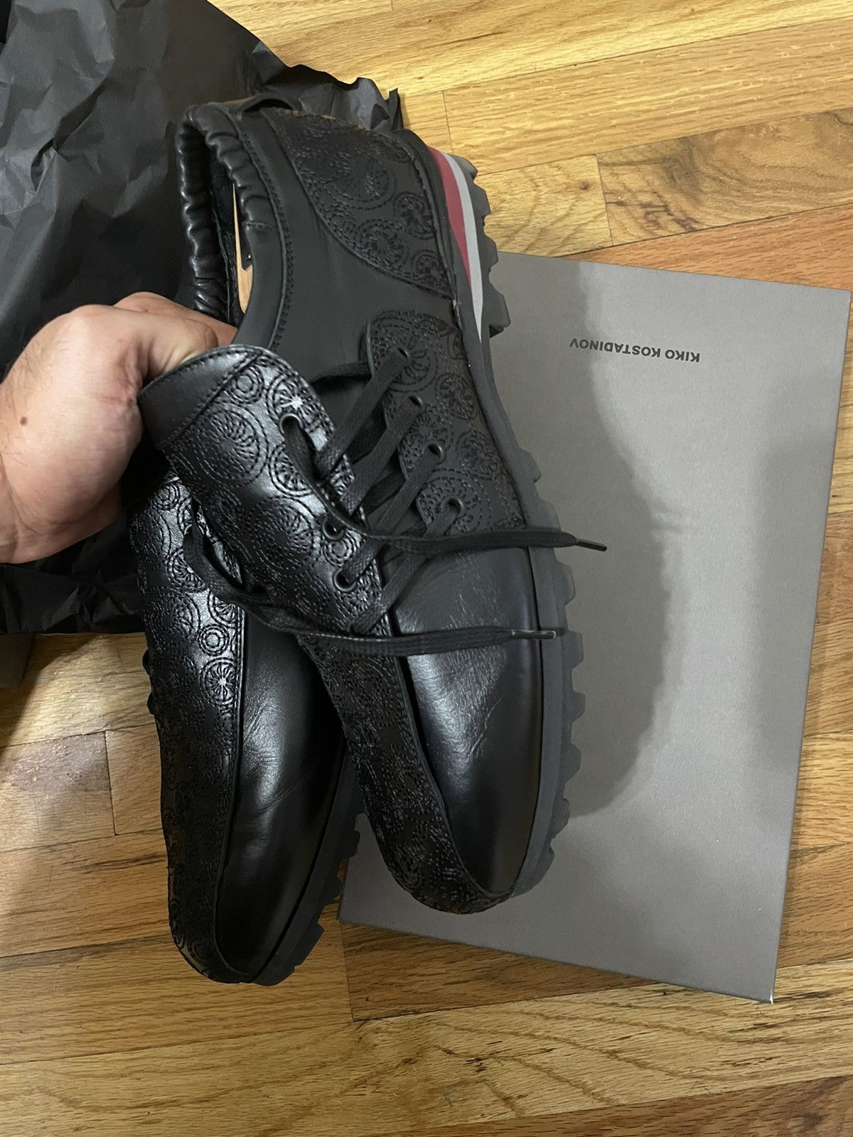 Kiko Kostadinov Men's Black And Yellow Haidu Lace-up Leather