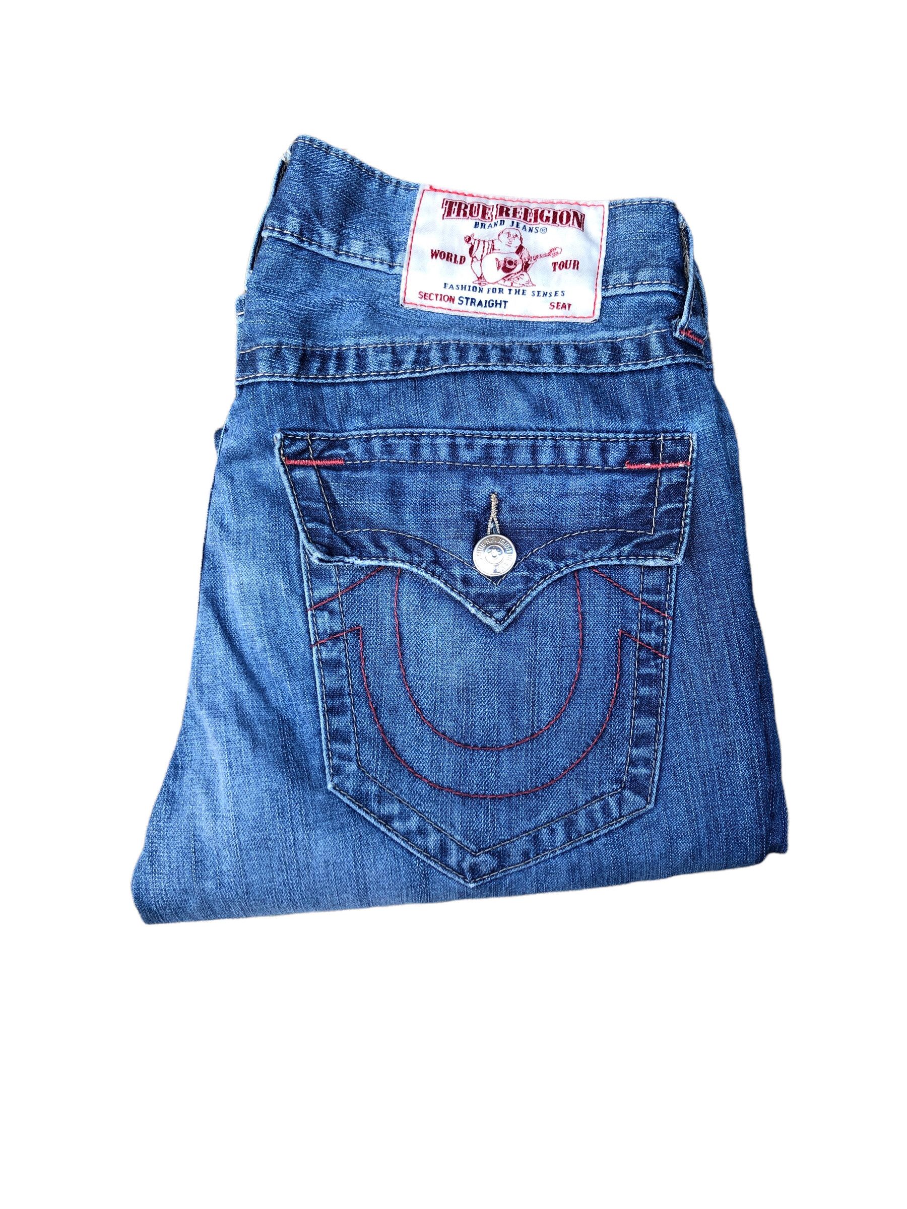 RARE True Religion Jeans Size 32 STRAIGHT Red Stitch