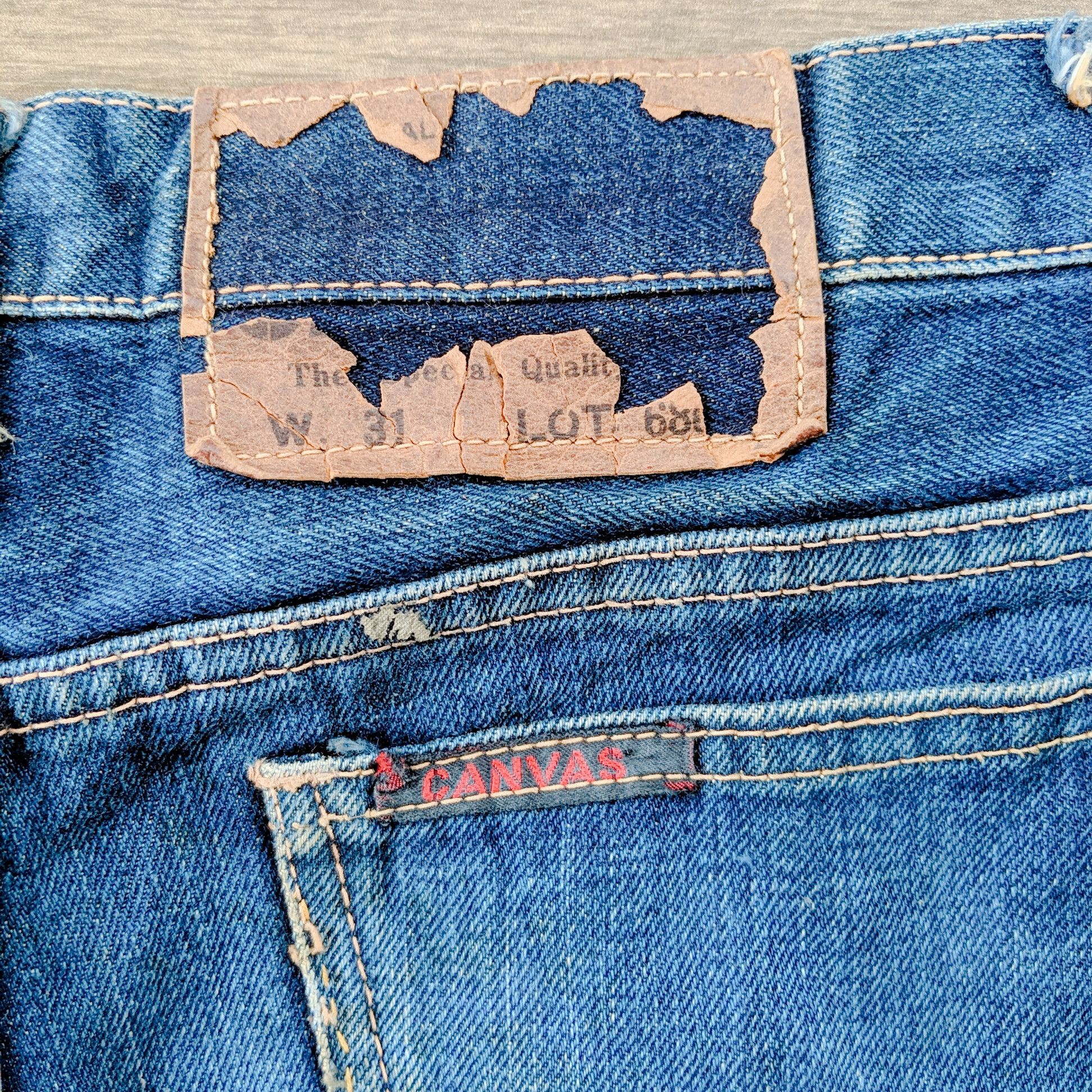 Japanese Brand W32 Vintage Canvas Faded Flare Sick Denim Distressed Pants Size US 32 / EU 48 - 2 Thumbnail