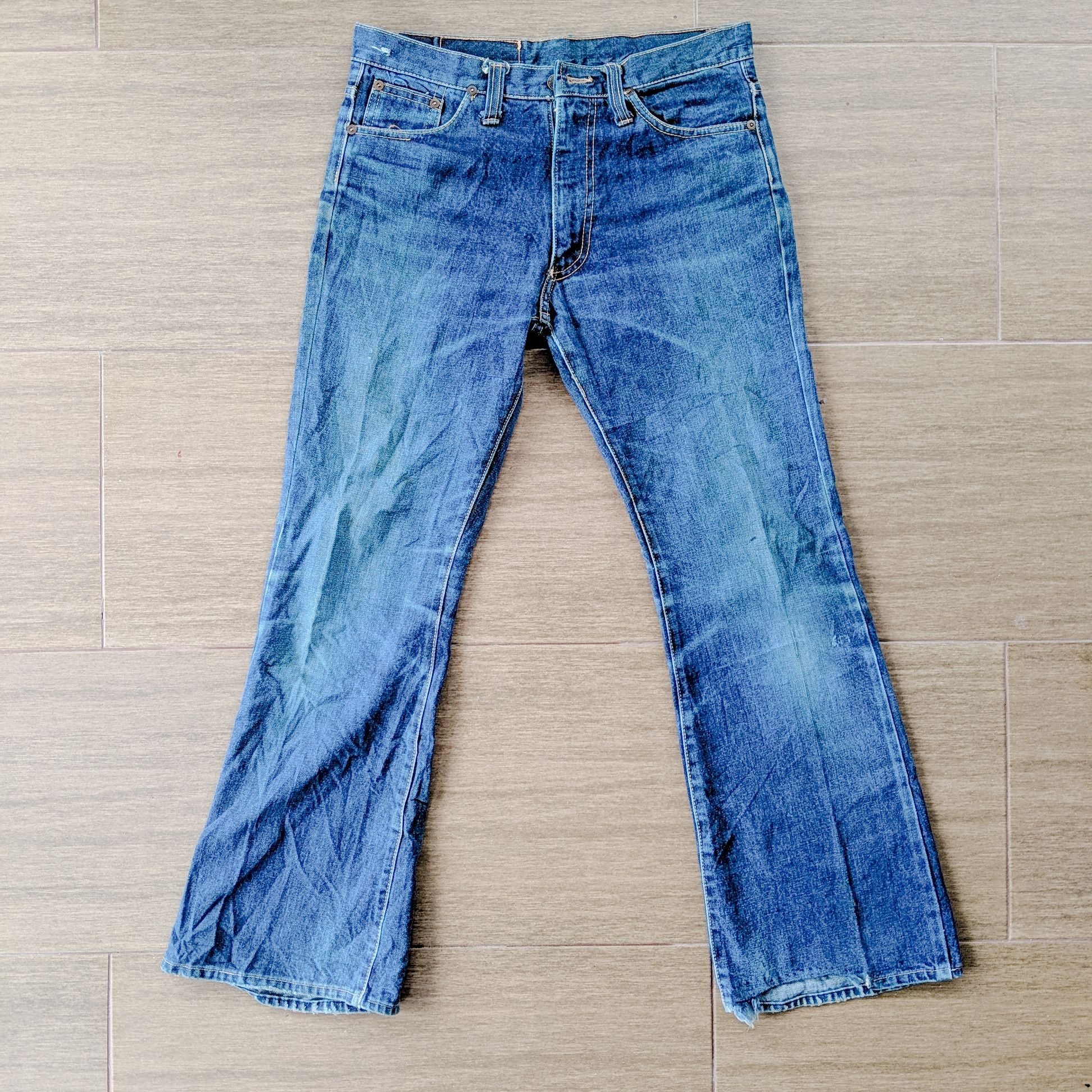 Japanese Brand W32 Vintage Canvas Faded Flare Sick Denim Distressed Pants Size US 32 / EU 48 - 1 Thumbnail