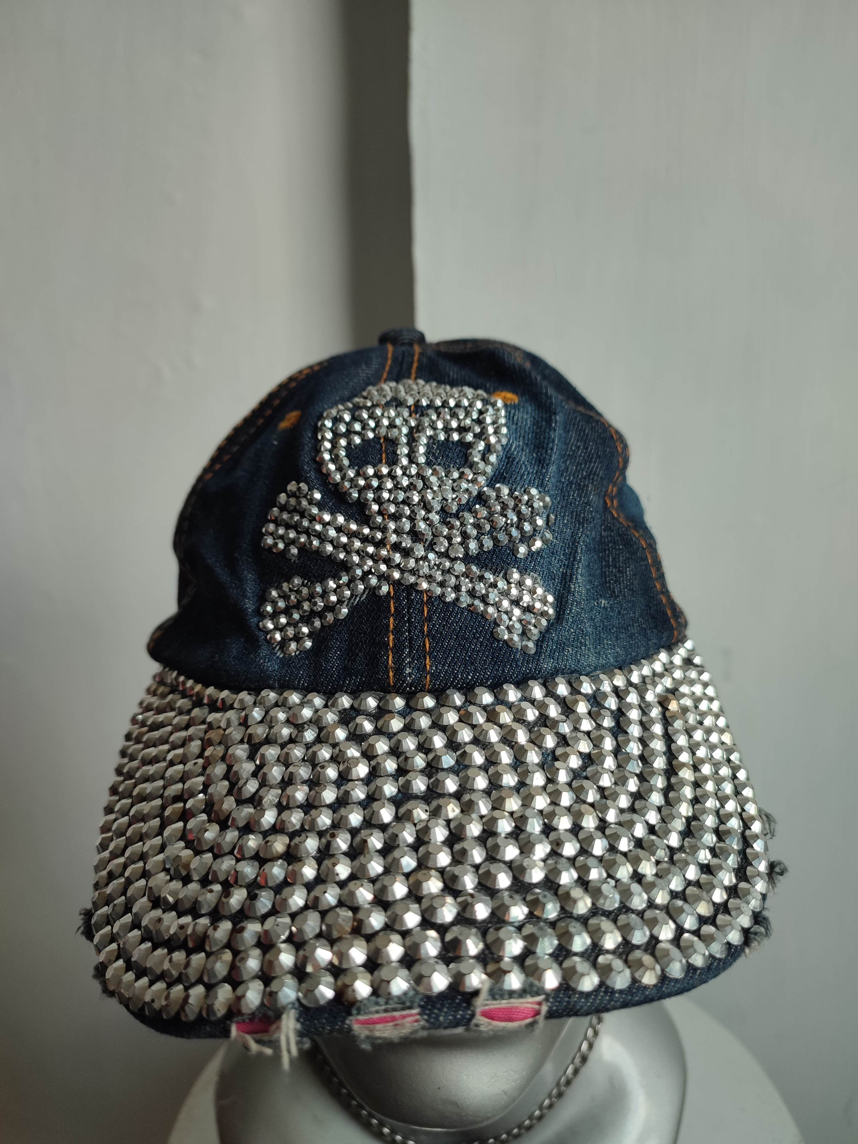Other 🔥Unknown Sparkling Skull Skeleton Punk Distressed Hats Size ONE SIZE - 2 Thumbnail