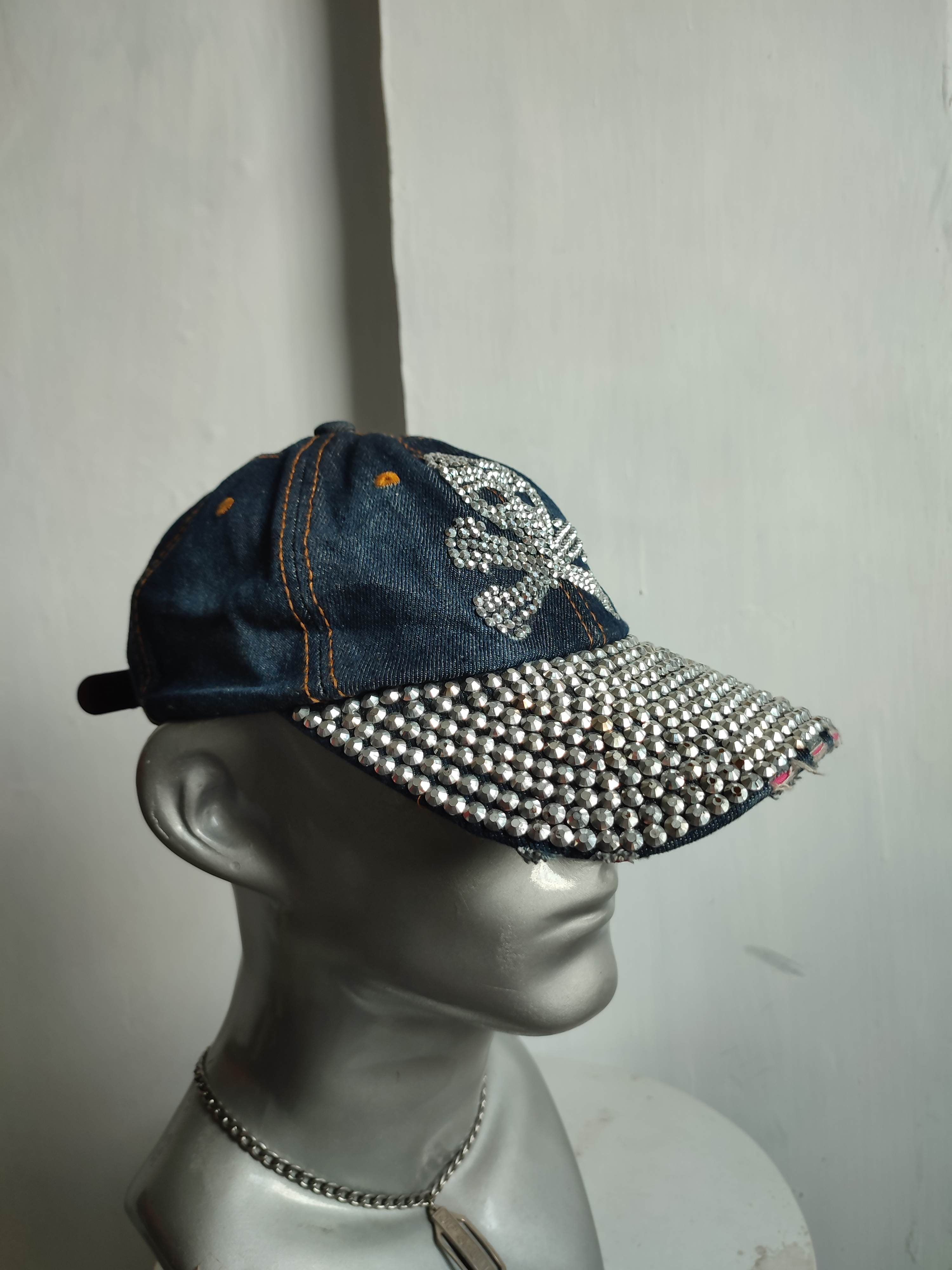 Other 🔥Unknown Sparkling Skull Skeleton Punk Distressed Hats Size ONE SIZE - 3 Thumbnail