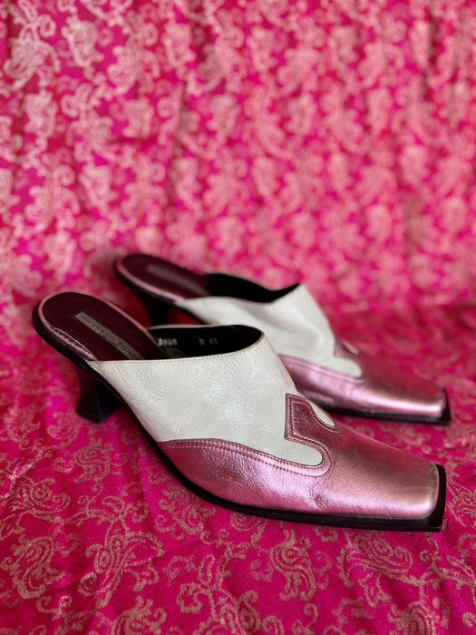 Vintage Vintage Armando Pollini 1980s Cowboy Pink Square Toe Mules