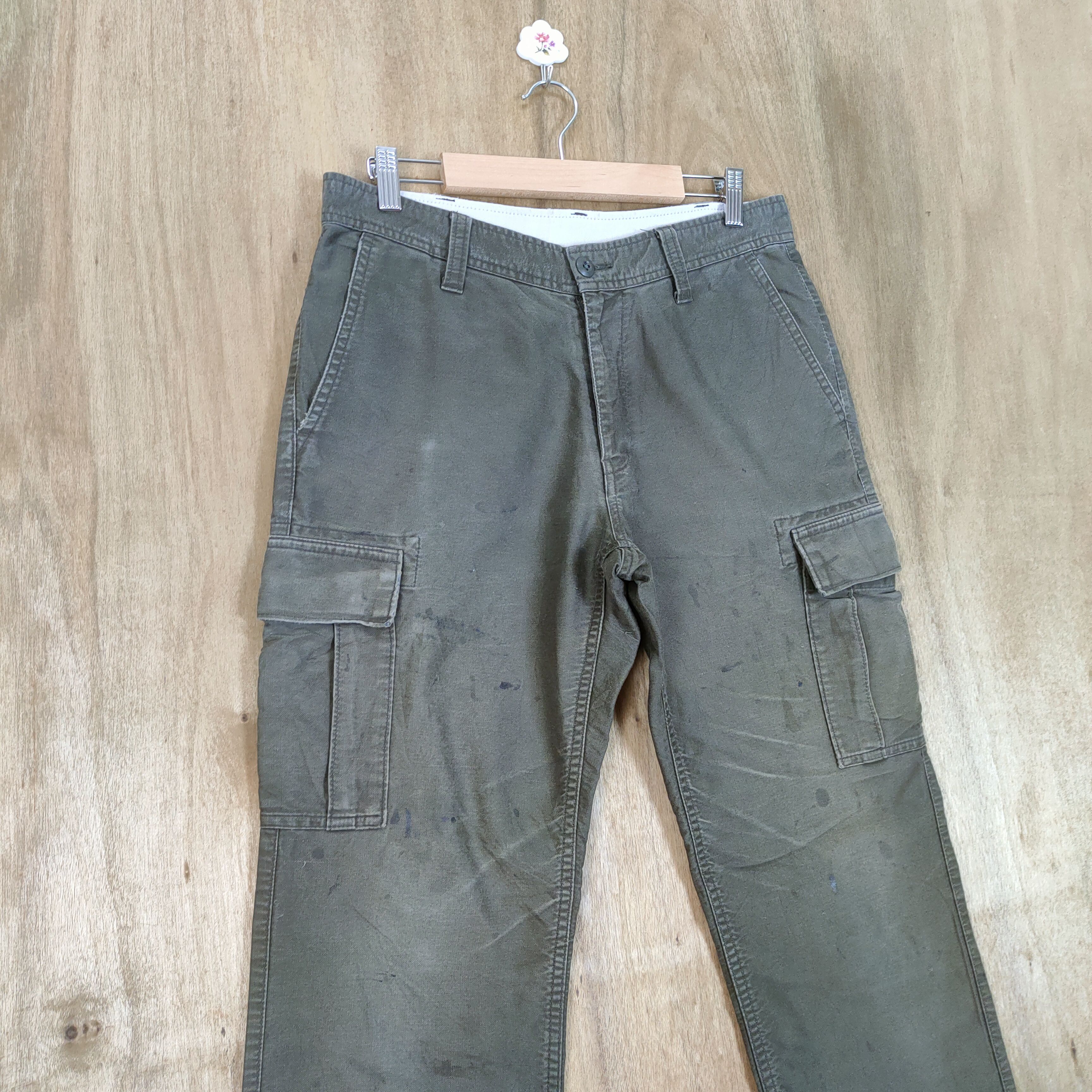 Japanese Brand GREEN LABEL FADED WORKWEAR CARGO PANTS Size US 32 / EU 48 - 4 Thumbnail