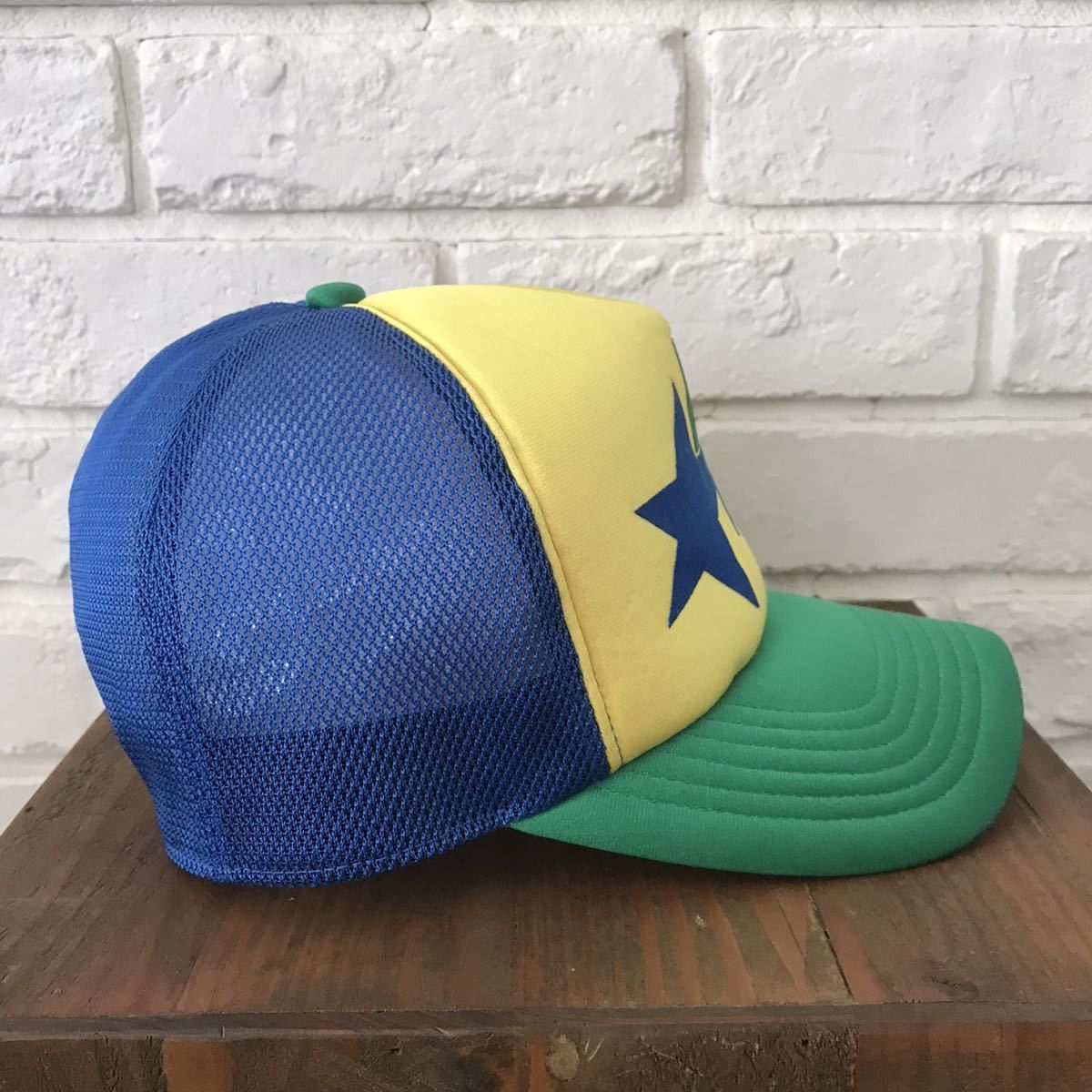 Bape BAPE BAPESTA logo Brazil color trucker hat cap Size ONE SIZE - 3 Thumbnail