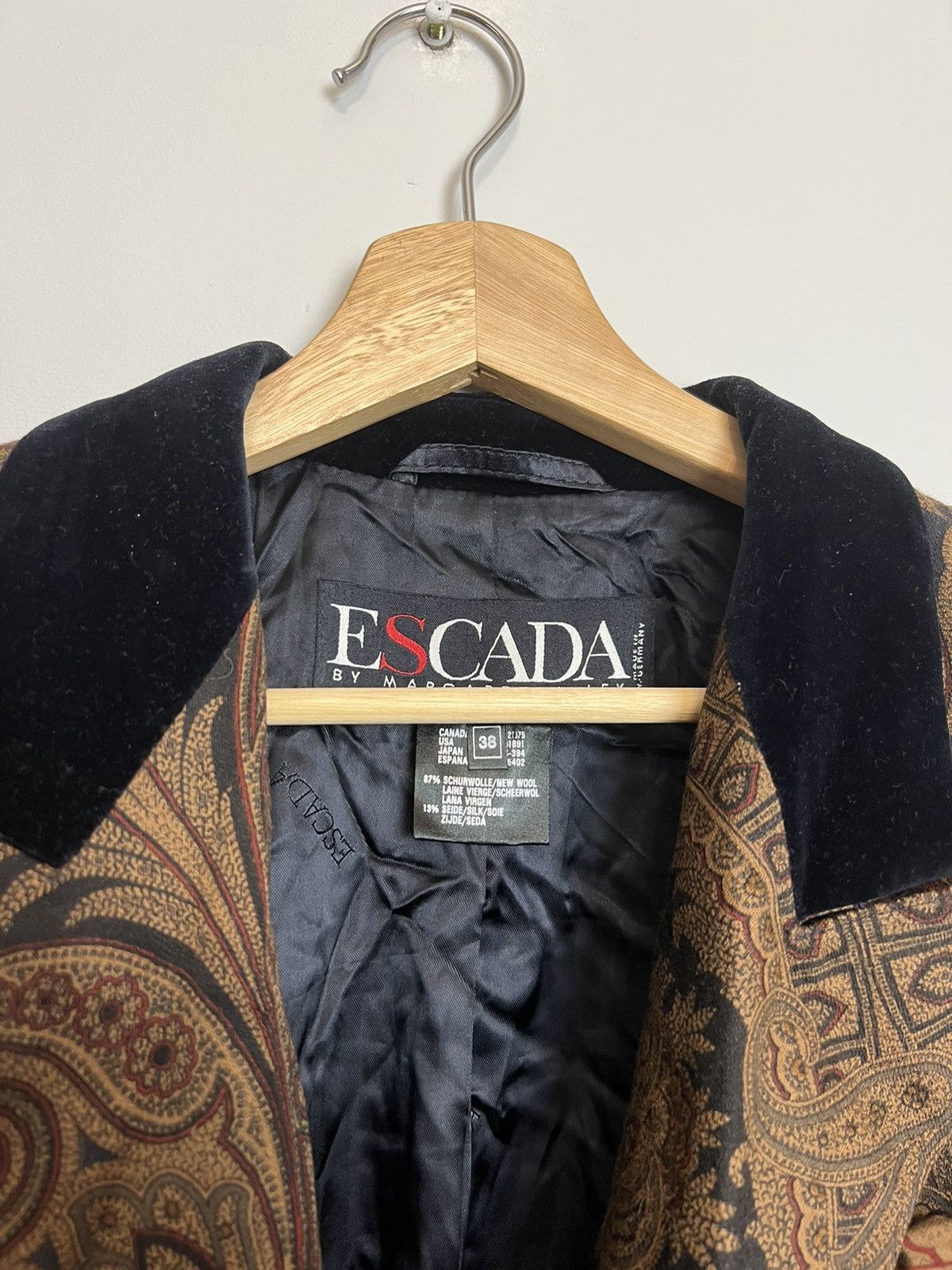 Escada 🔥Vintage Rare Escada By Margaretha Ley Wool Blazer Jacket Size XS / US 0-2 / IT 36-38 - 4 Thumbnail