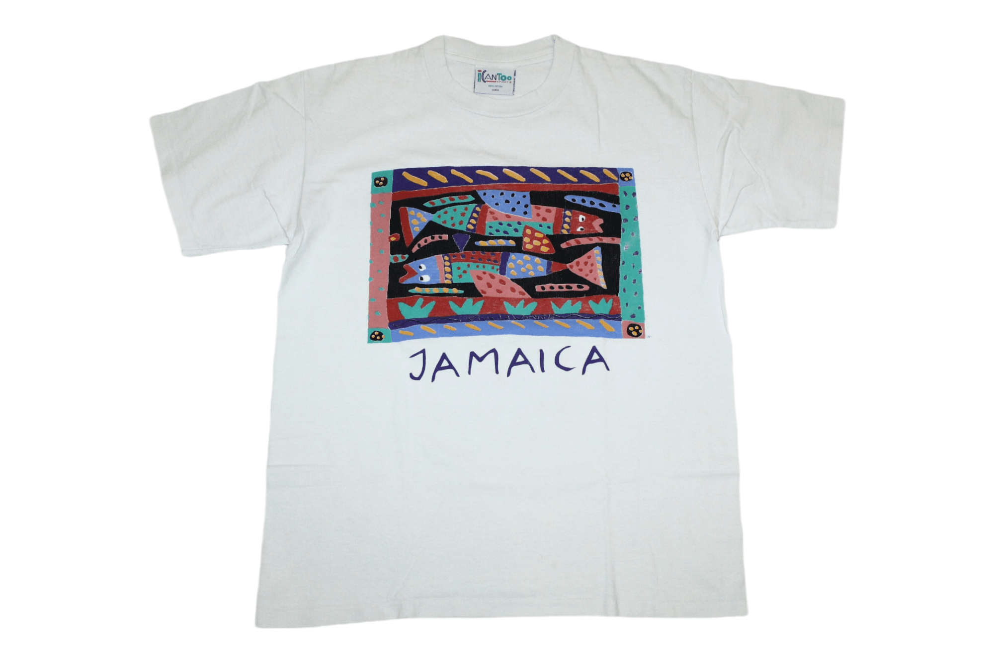 Art Comes First 🔥🔥🔥 USA VTG Jamaica Abstract Art Single Stitch Tee Size US L / EU 52-54 / 3 - 1 Thumbnail