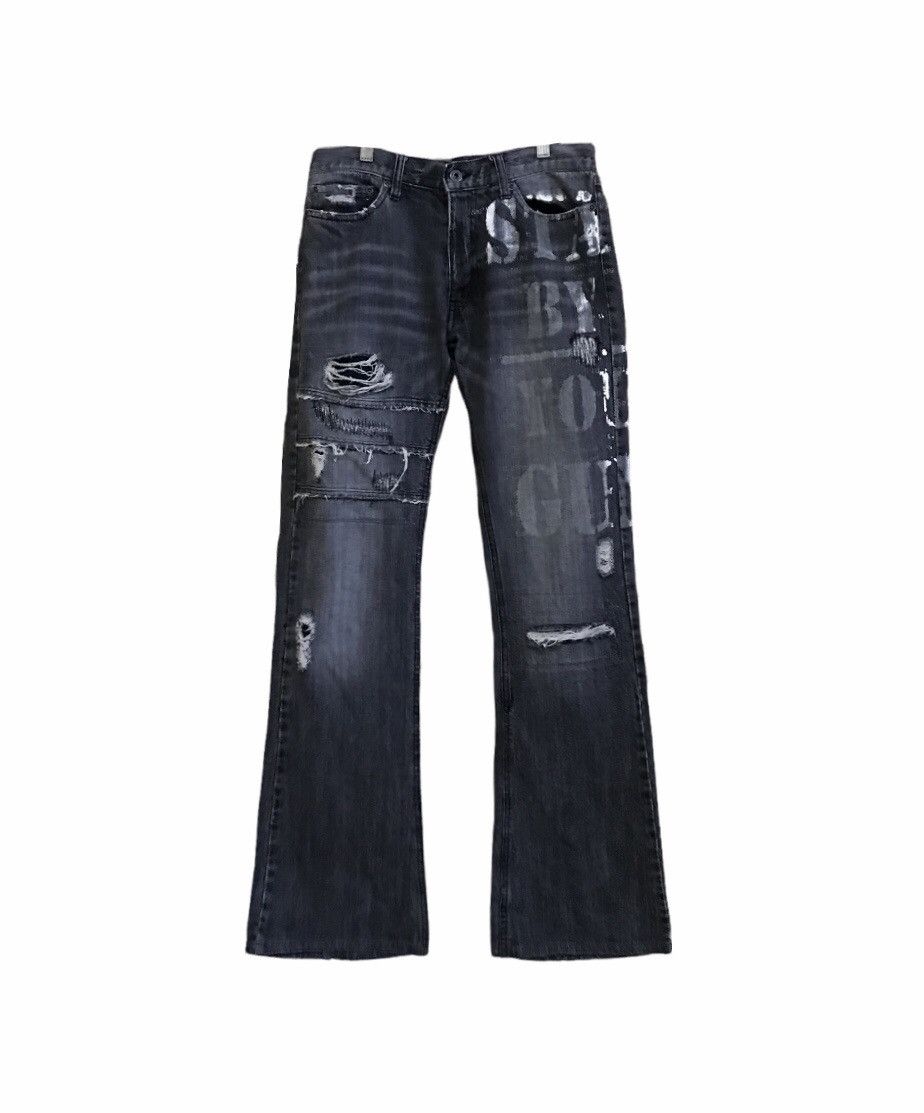 If Six Was Nine Rupert Edge Poem Flare Distressed Jeans Size US 31 - 1 Thumbnail