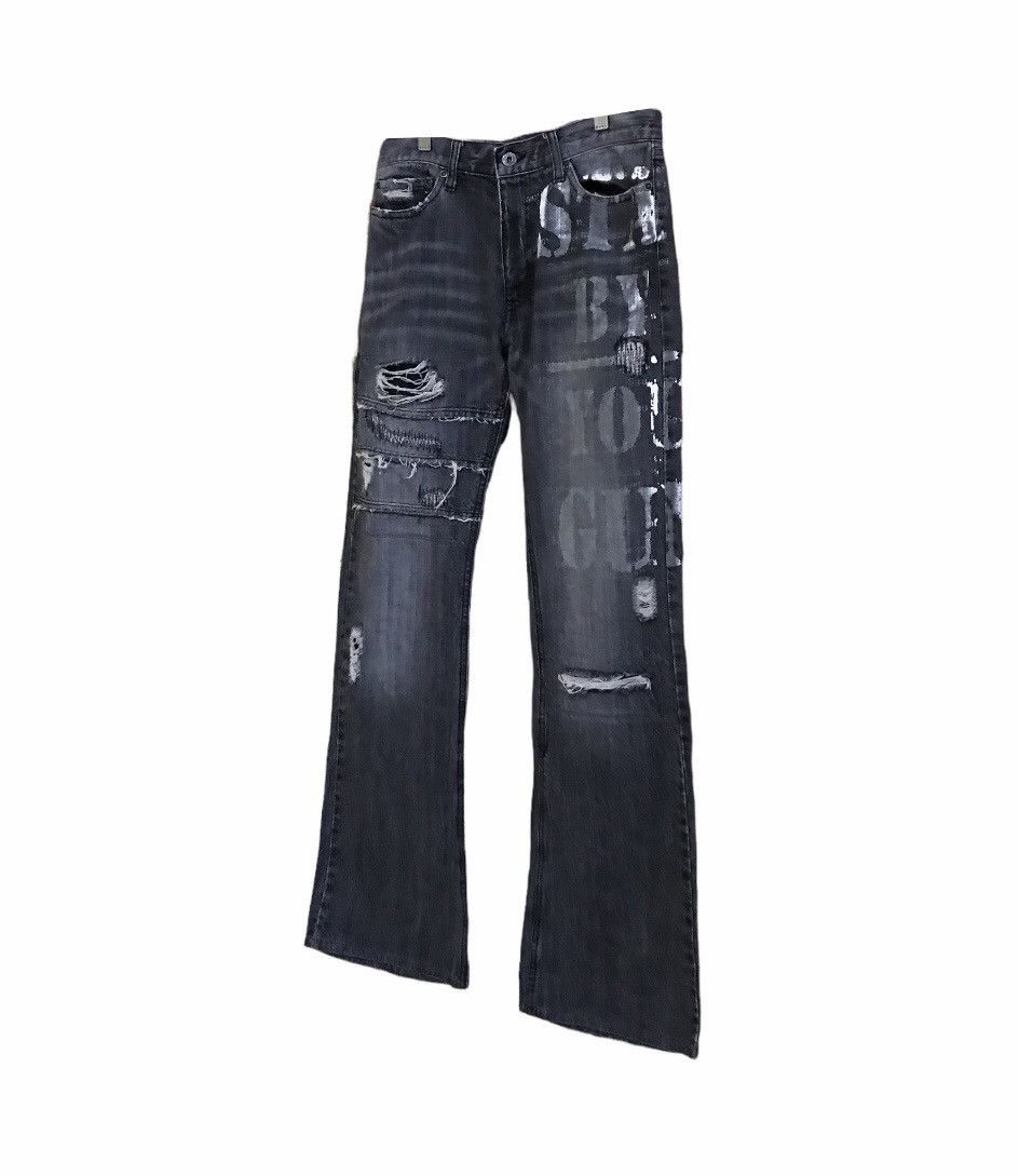 If Six Was Nine Rupert Edge Poem Flare Distressed Jeans Size US 31 - 2 Thumbnail