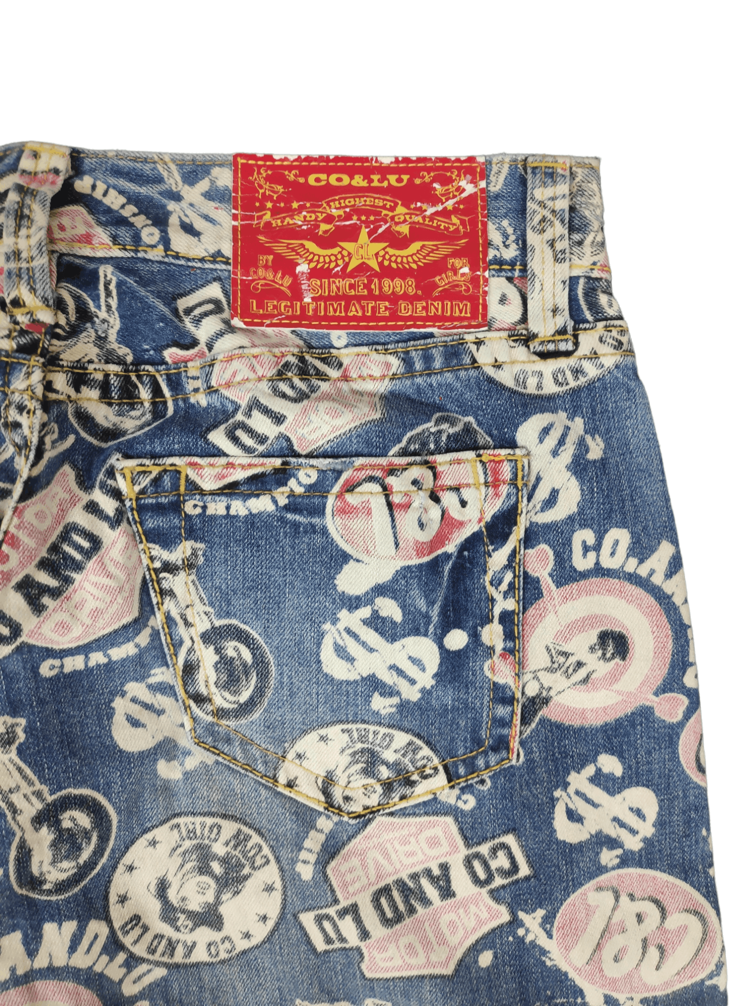 Japanese Brand Vintage Co & Lu Hysteric Style Fullprint Motor Drive Jeans Size US 30 / EU 46 - 3 Thumbnail