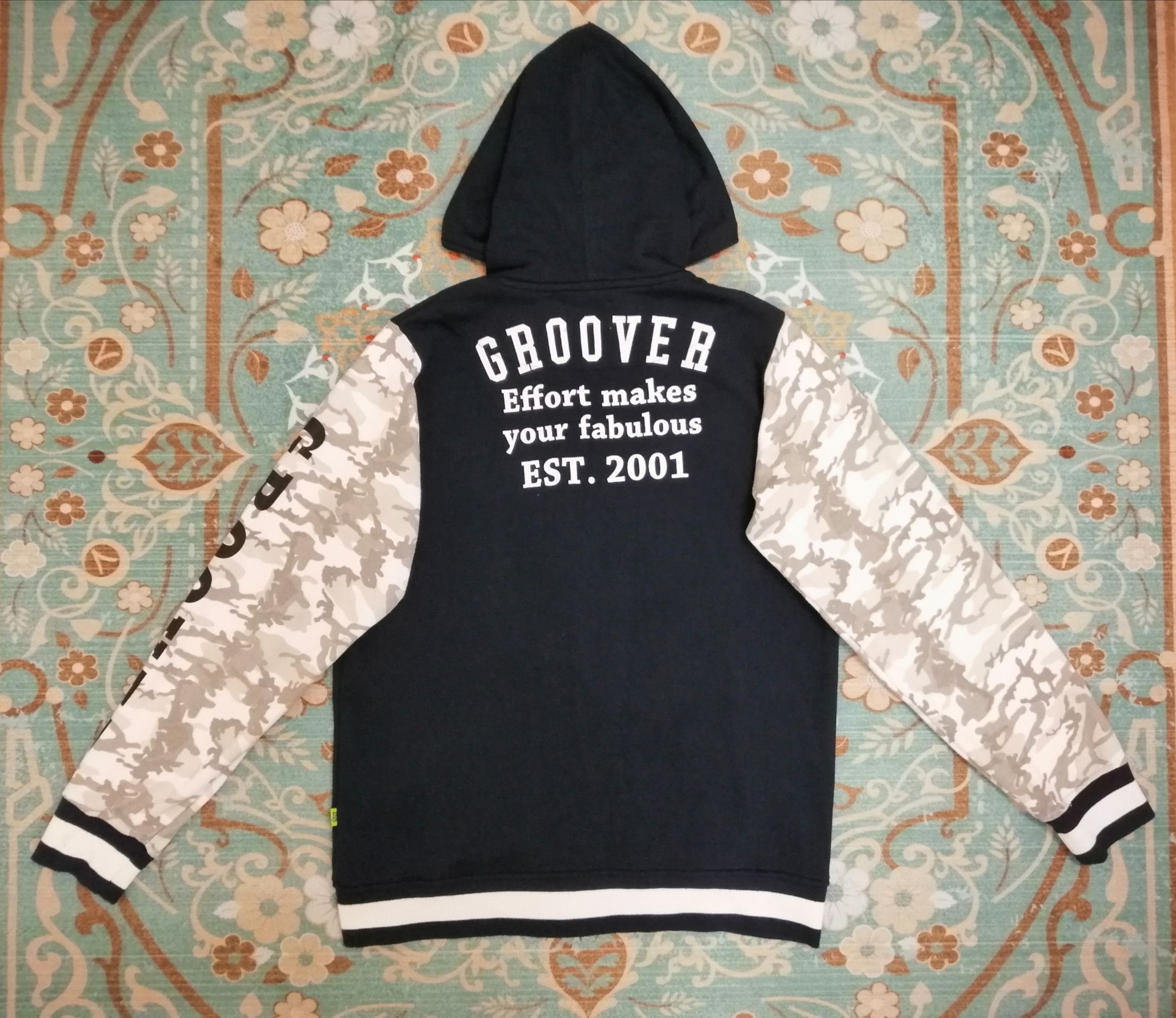 Japanese Brand GROOVER RARE CAMOUFLAGE VARSITY JACKET HOODIE Size US XL / EU 56 / 4 - 4 Thumbnail