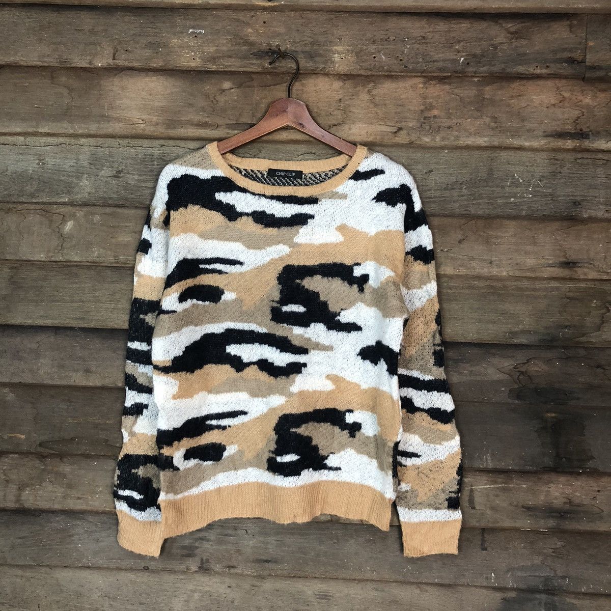 Homespun Knitwear × Japanese Brand Chip Chop Brown Camo Knitwear sweatshirt japan #6858 Size US S / EU 44-46 / 1 - 1 Thumbnail