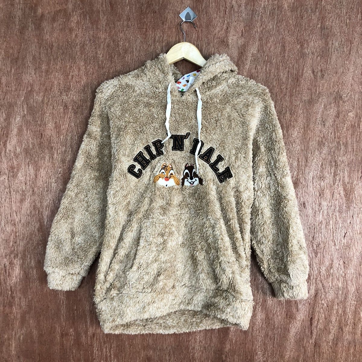 Disney Chip N Dale Peach Mohair fleece hoodie sweatshirt #H223 Size US S / EU 44-46 / 1 - 3 Thumbnail