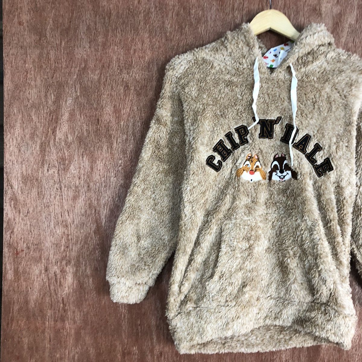 Disney Chip N Dale Peach Mohair fleece hoodie sweatshirt #H223 Size US S / EU 44-46 / 1 - 7 Thumbnail