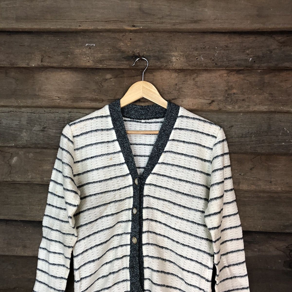 Japanese Brand Japanese Brand White Stripe Cardigan #H256 Size US M / EU 48-50 / 2 - 2 Thumbnail