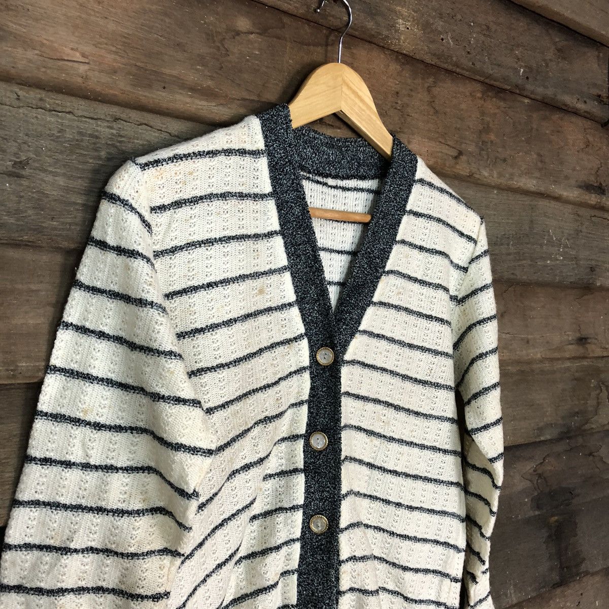 Japanese Brand Japanese Brand White Stripe Cardigan #H256 Size US M / EU 48-50 / 2 - 6 Thumbnail
