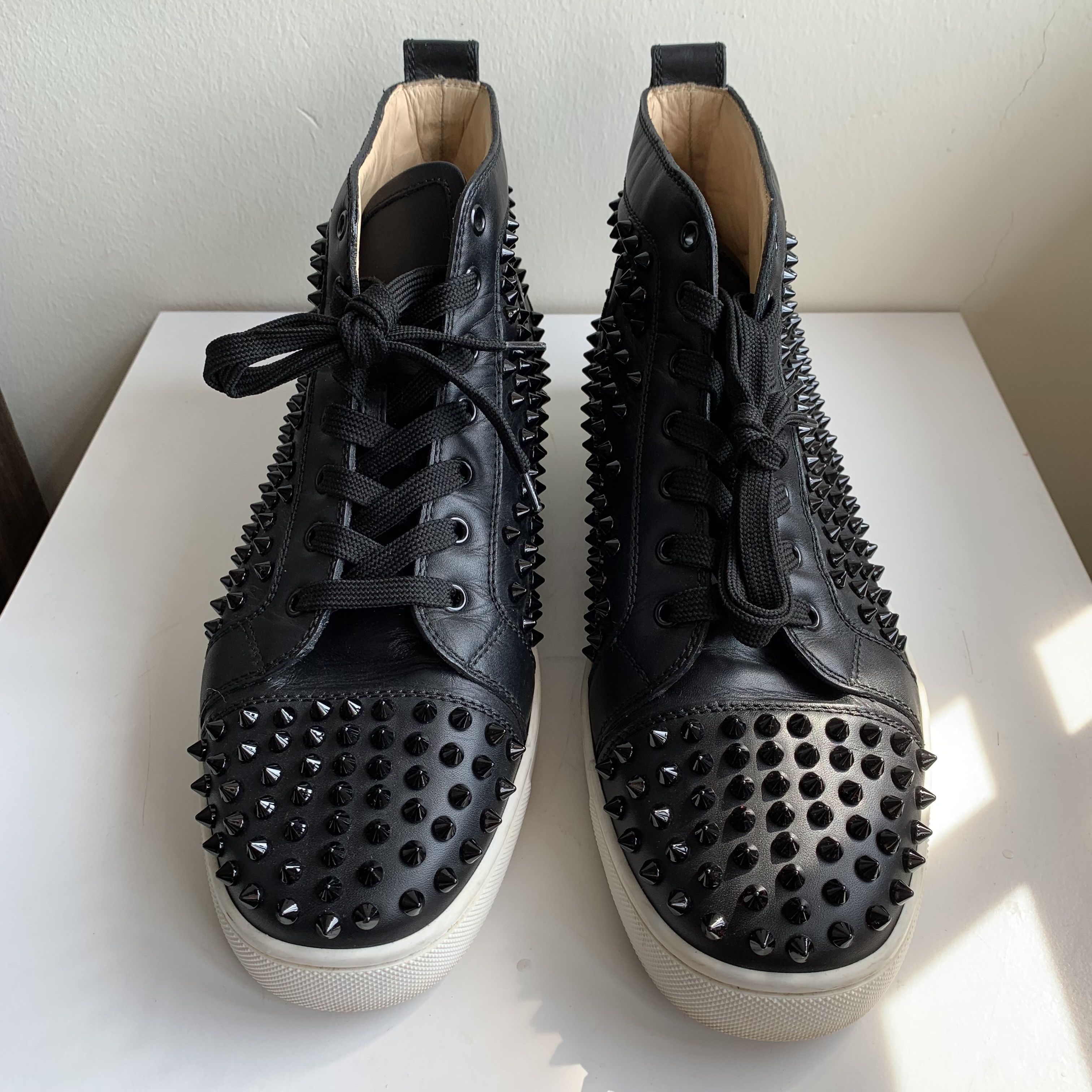 Christian Louboutin High Top Black Sneakers with Black Studded Toe Size US 11 / EU 44 - 3 Thumbnail