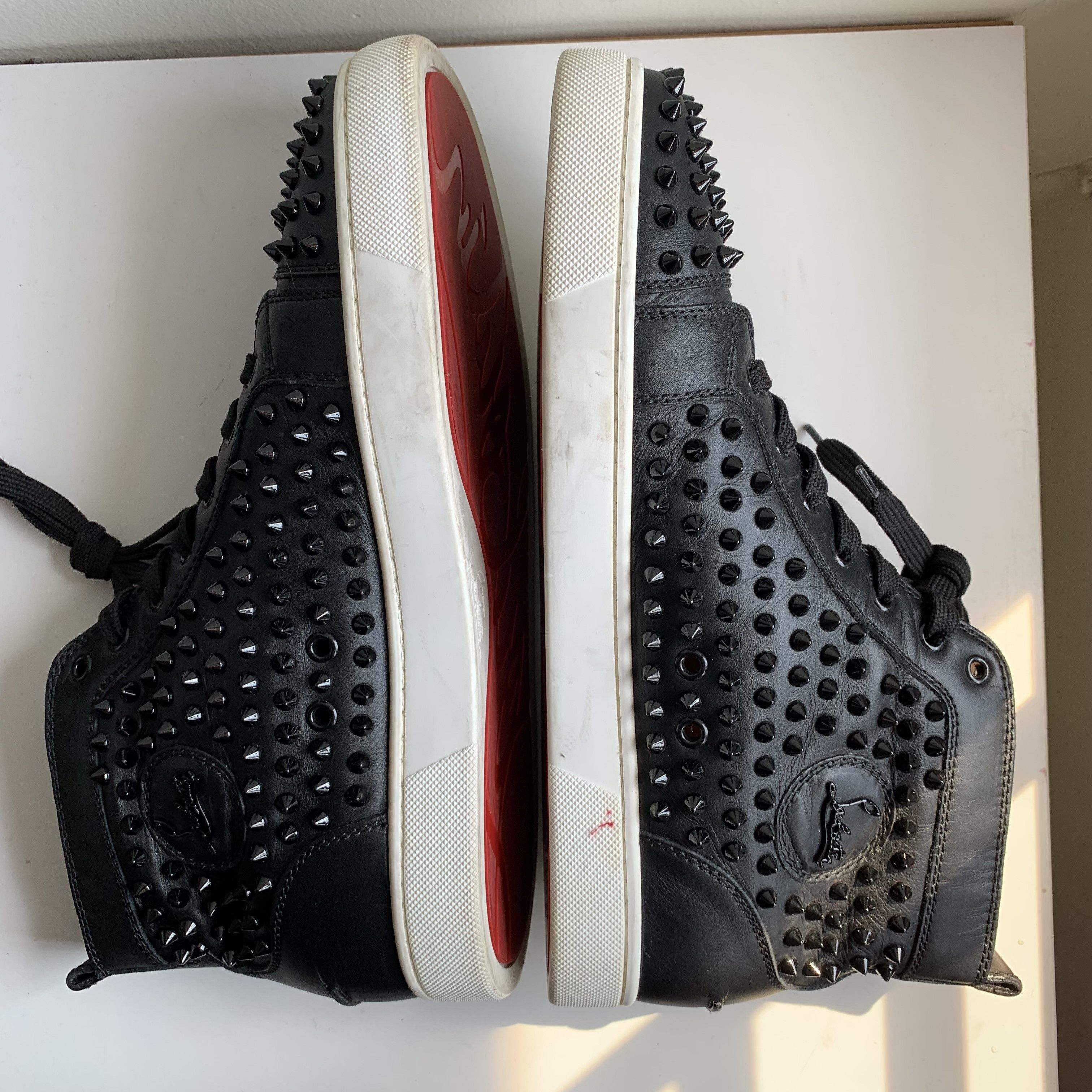 Christian Louboutin High Top Black Sneakers with Black Studded Toe Size US 11 / EU 44 - 15 Thumbnail