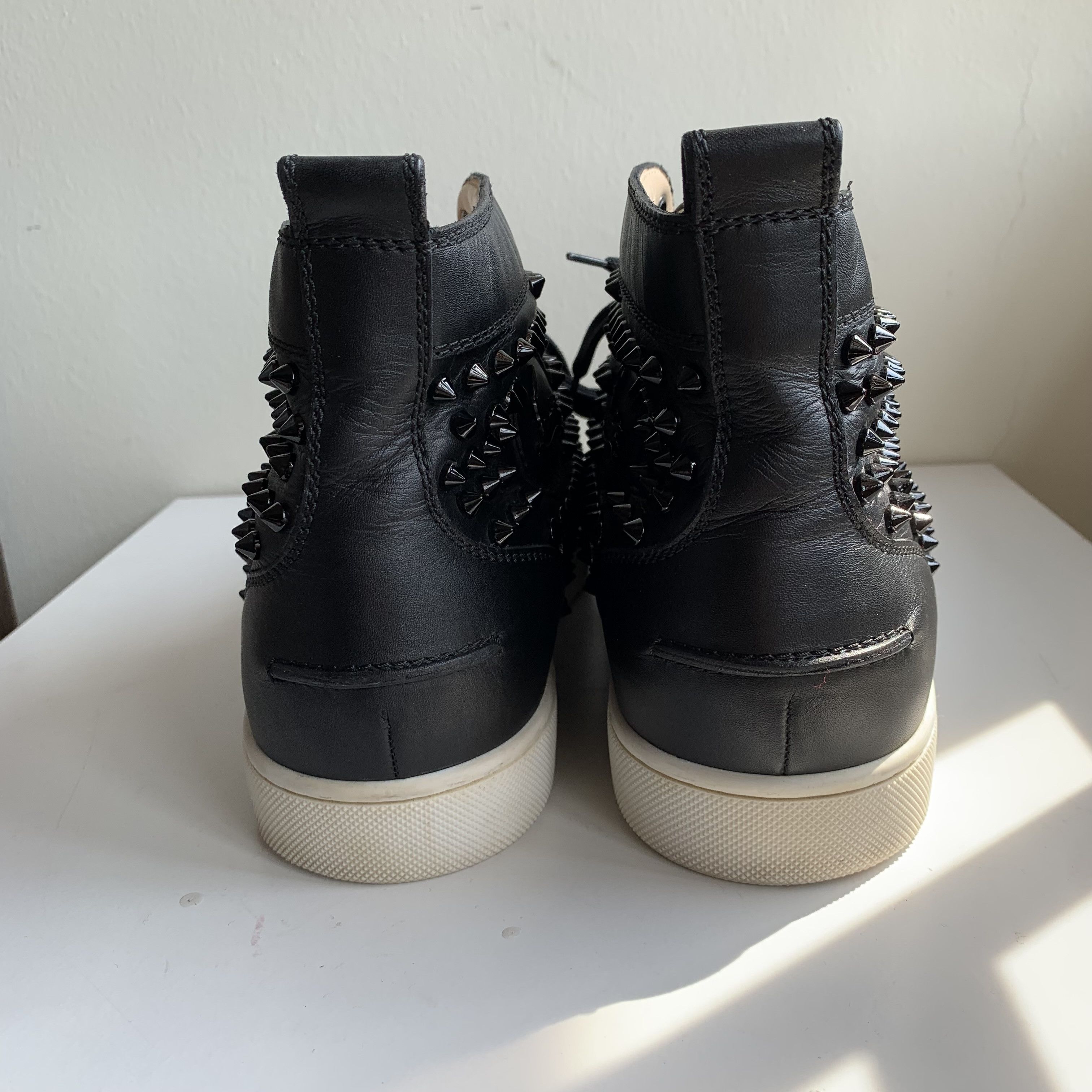 Christian Louboutin High Top Black Sneakers with Black Studded Toe Size US 11 / EU 44 - 7 Thumbnail