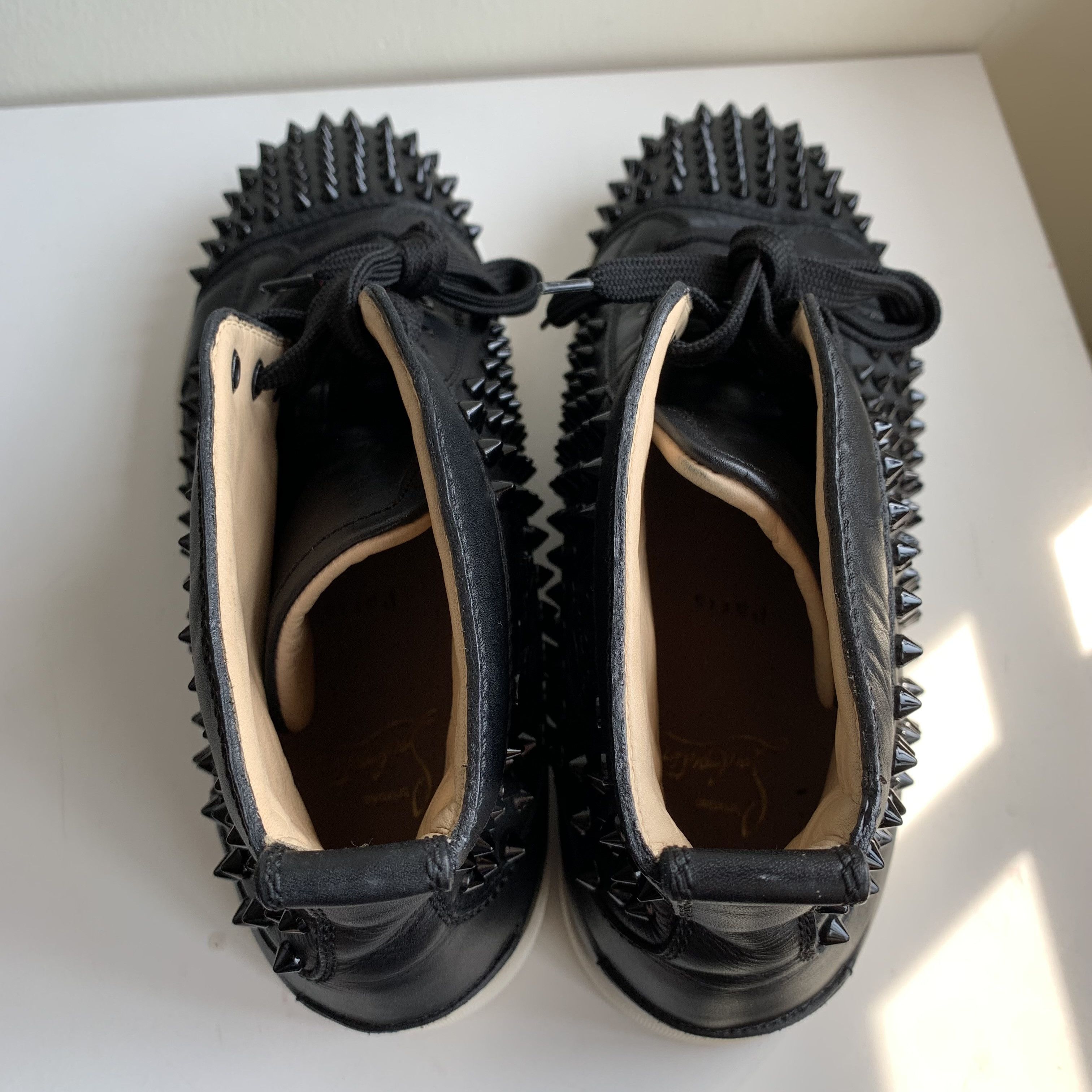 Christian Louboutin High Top Black Sneakers with Black Studded Toe Size US 11 / EU 44 - 9 Thumbnail