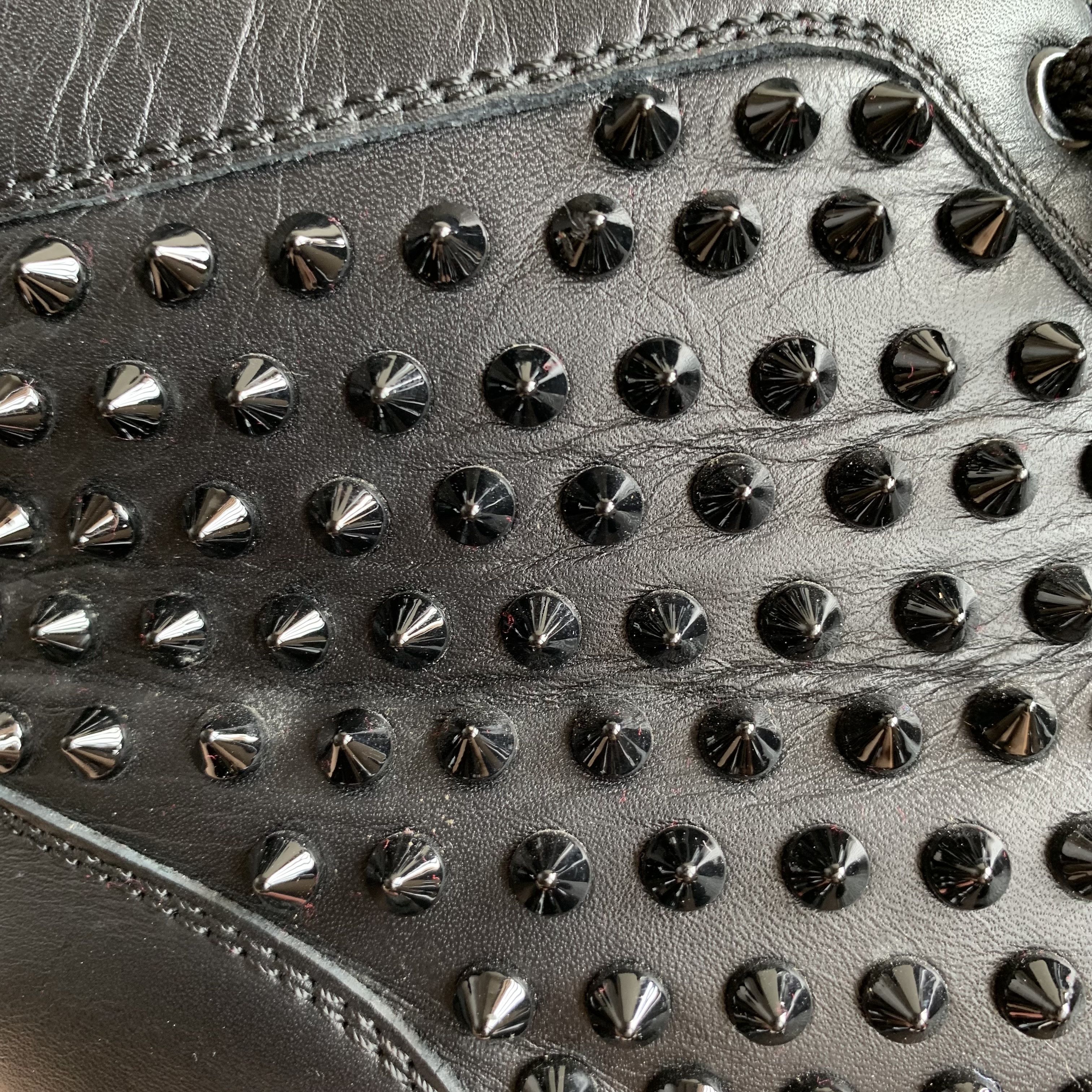 Christian Louboutin High Top Black Sneakers with Black Studded Toe Size US 11 / EU 44 - 17 Thumbnail