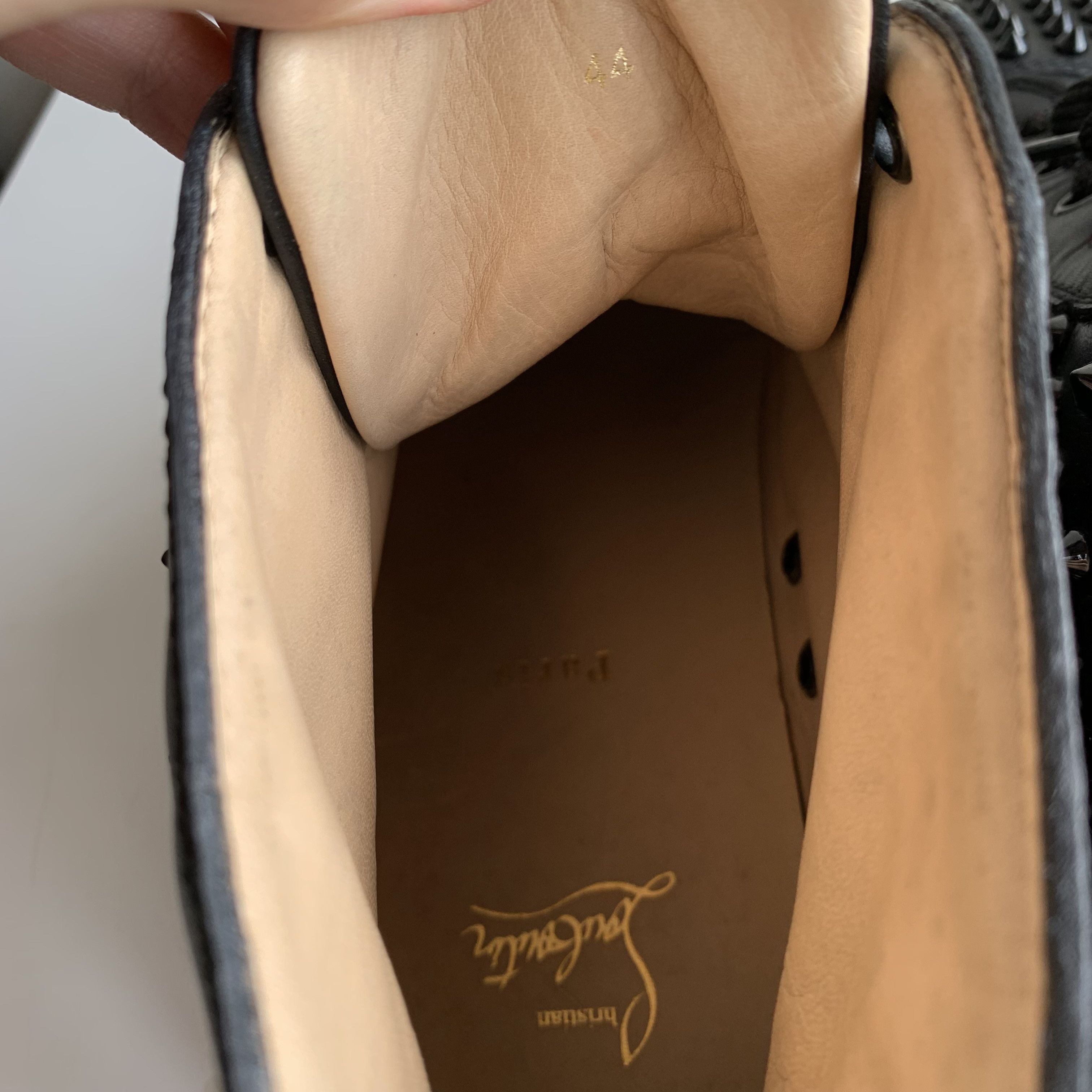 Christian Louboutin High Top Black Sneakers with Black Studded Toe Size US 11 / EU 44 - 11 Thumbnail