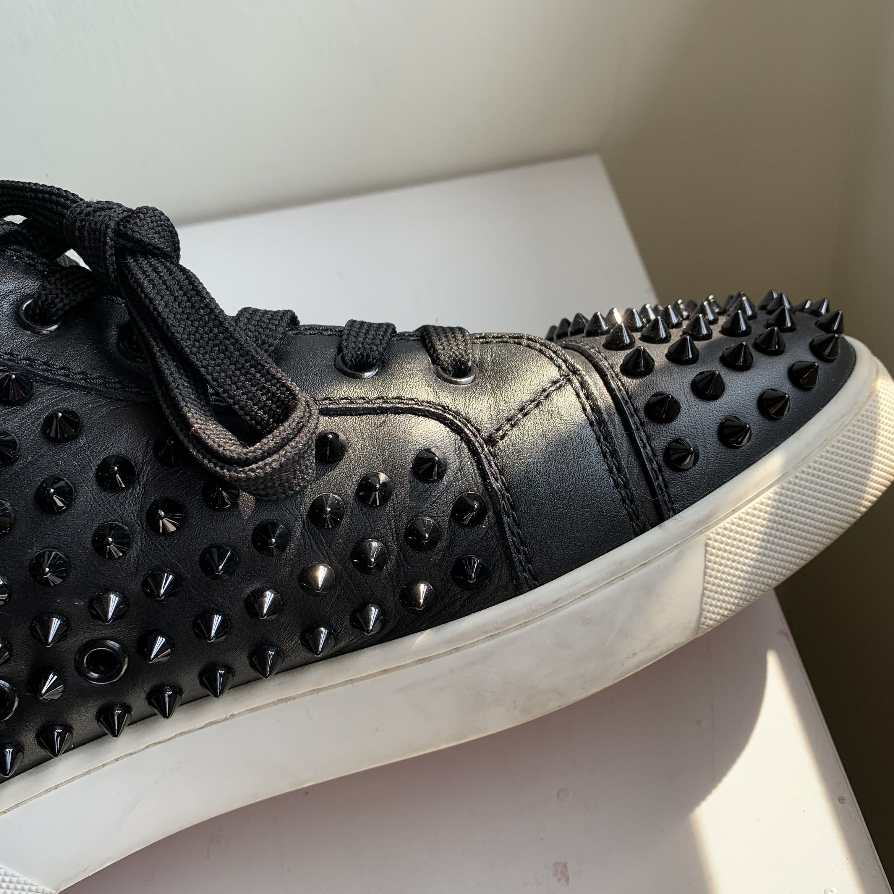 Christian Louboutin High Top Black Sneakers with Black Studded Toe Size US 11 / EU 44 - 21 Thumbnail
