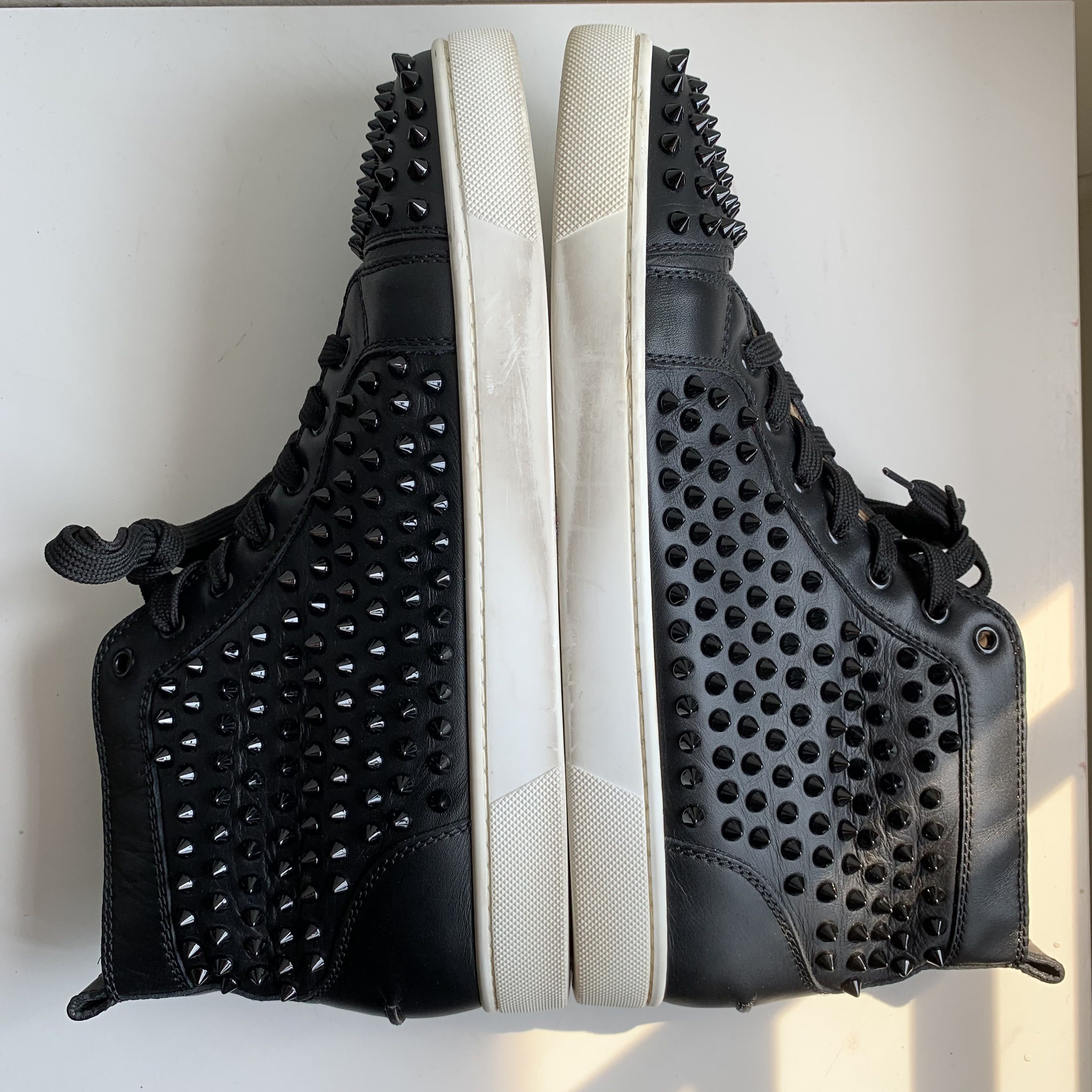 Christian Louboutin High Top Black Sneakers with Black Studded Toe Size US 11 / EU 44 - 16 Thumbnail