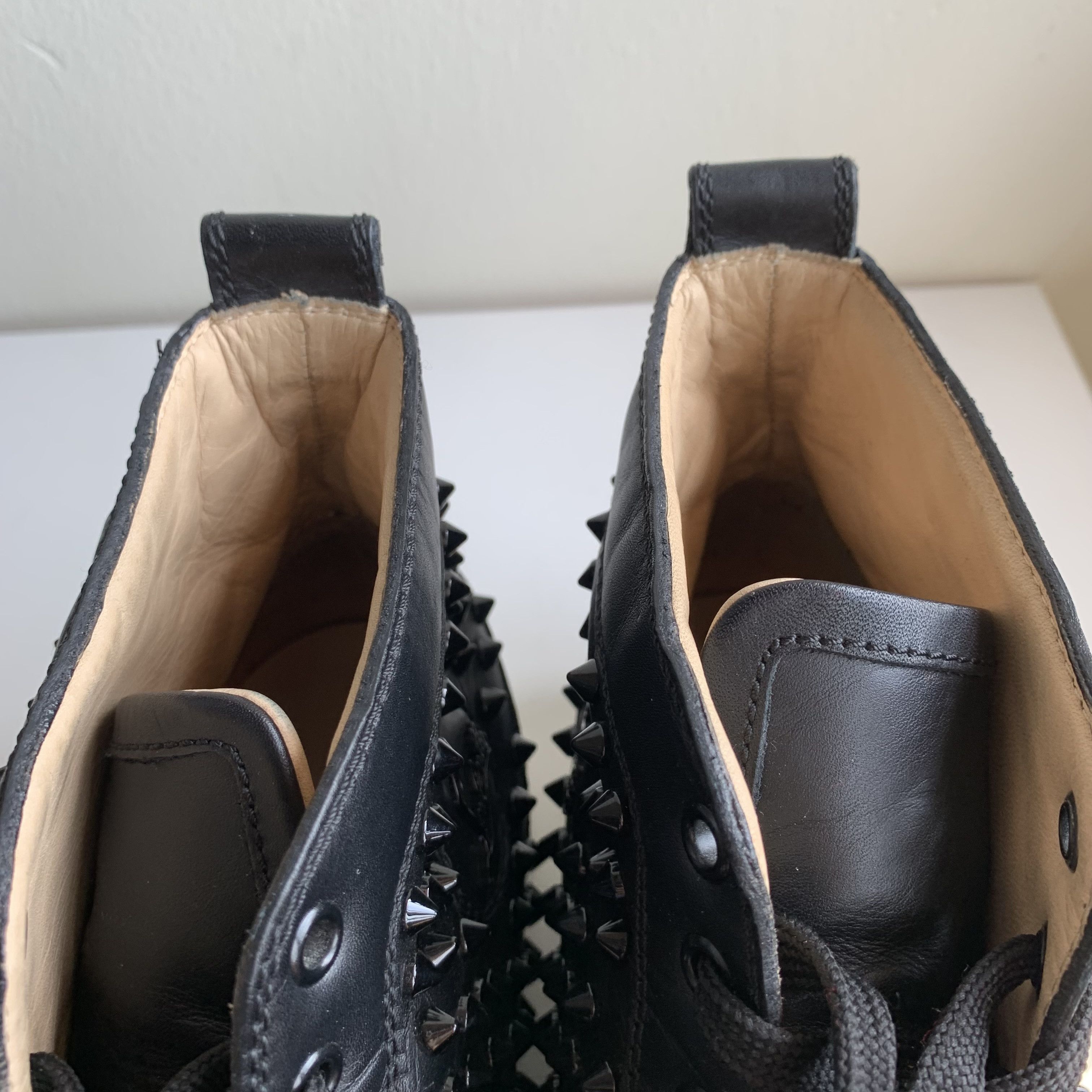 Christian Louboutin High Top Black Sneakers with Black Studded Toe Size US 11 / EU 44 - 6 Thumbnail