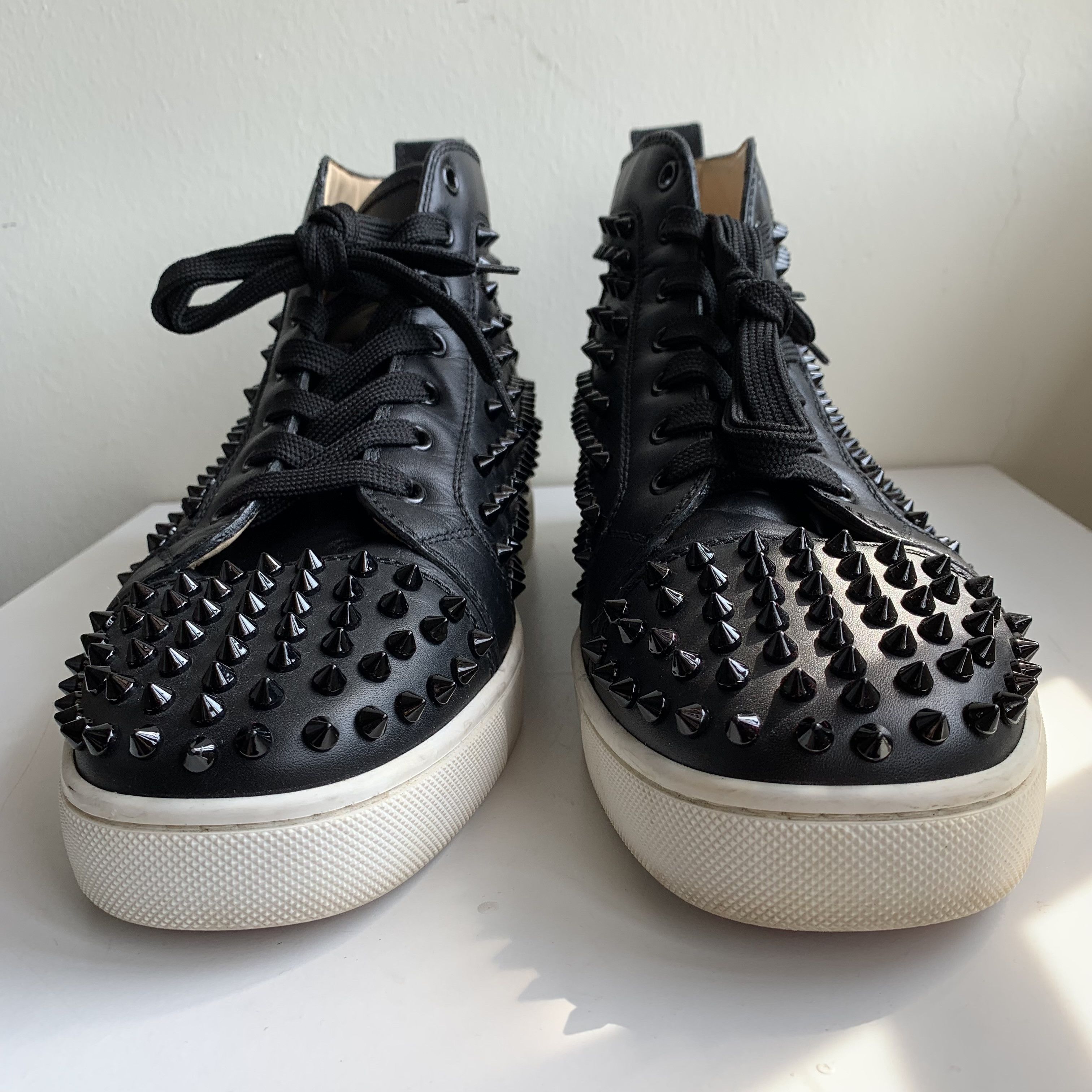 Christian Louboutin High Top Black Sneakers with Black Studded Toe Size US 11 / EU 44 - 2 Thumbnail