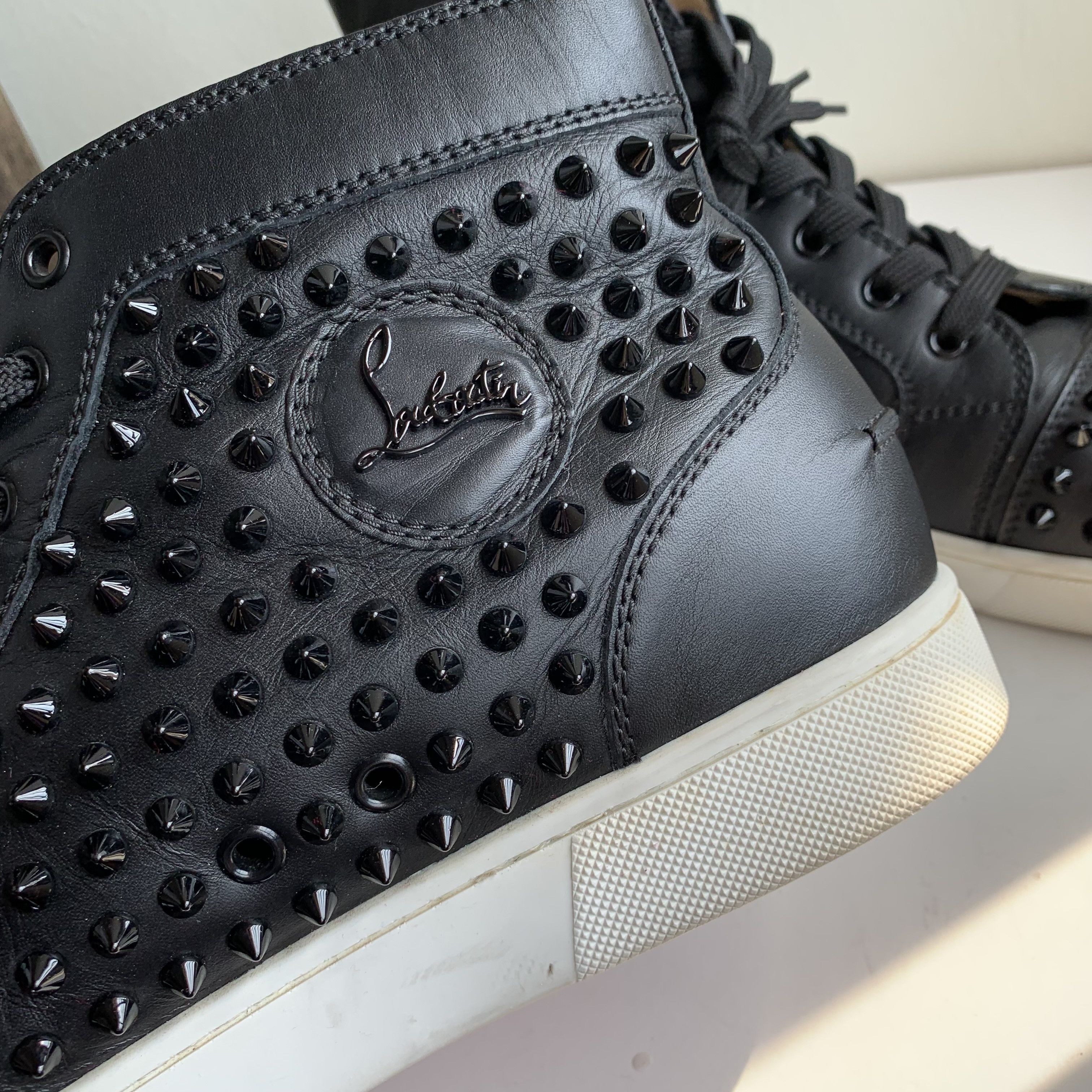 Christian Louboutin High Top Black Sneakers with Black Studded Toe Size US 11 / EU 44 - 19 Thumbnail