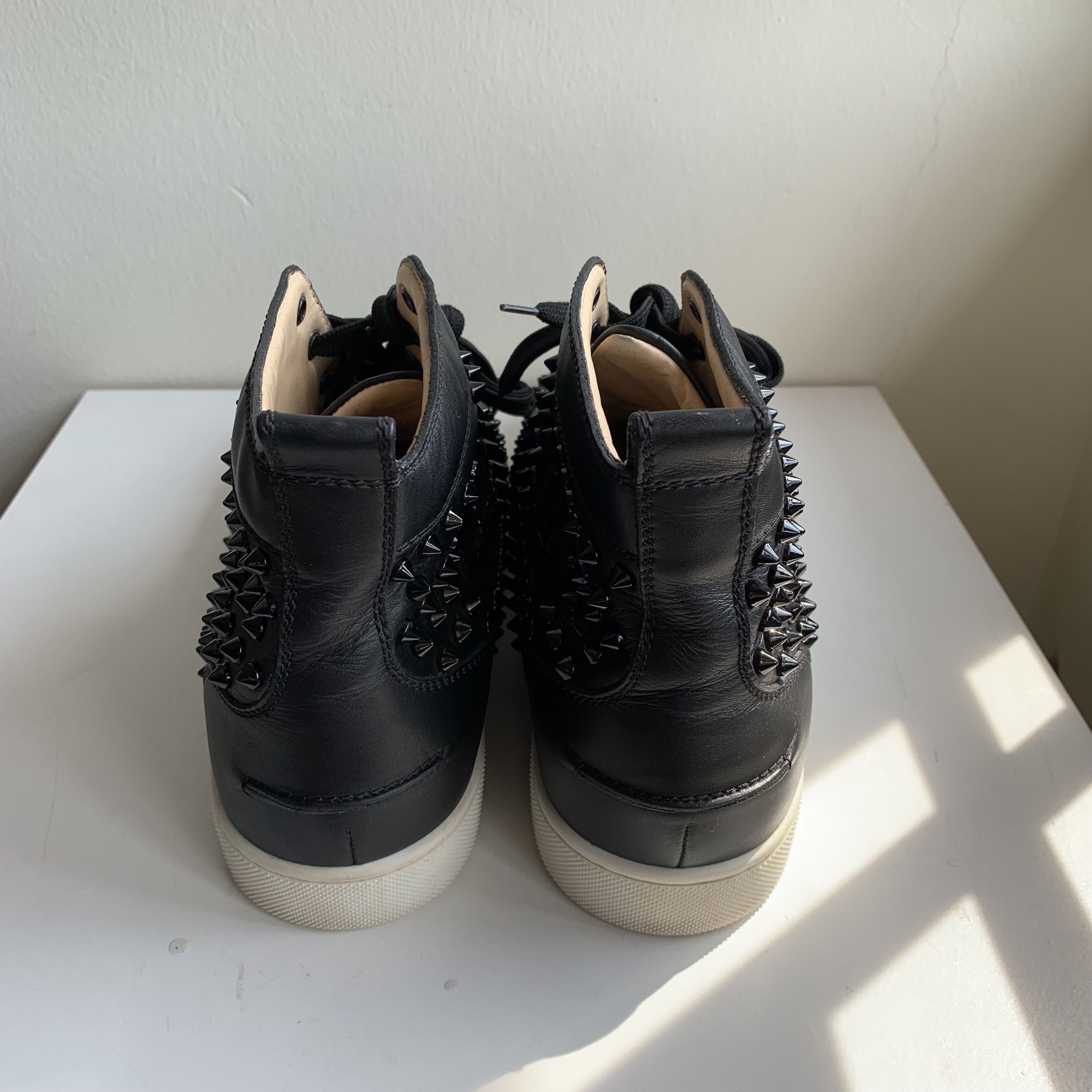 Christian Louboutin High Top Black Sneakers with Black Studded Toe Size US 11 / EU 44 - 8 Thumbnail