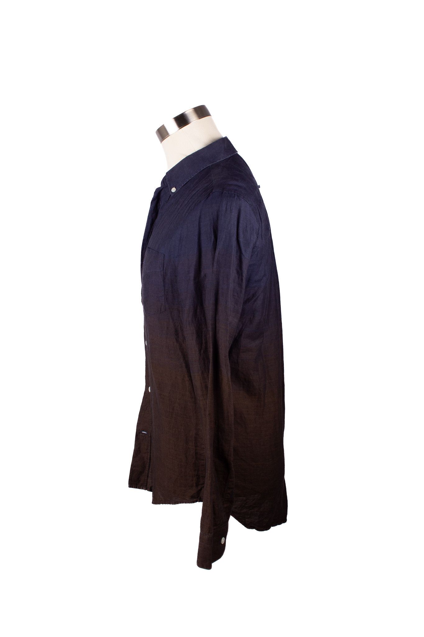 Acne Studios ACNE STUDIOS NAVY/BROWN LINEN BLEND GRADIENT BUTTON DOWN Size US S / EU 44-46 / 1 - 3 Thumbnail