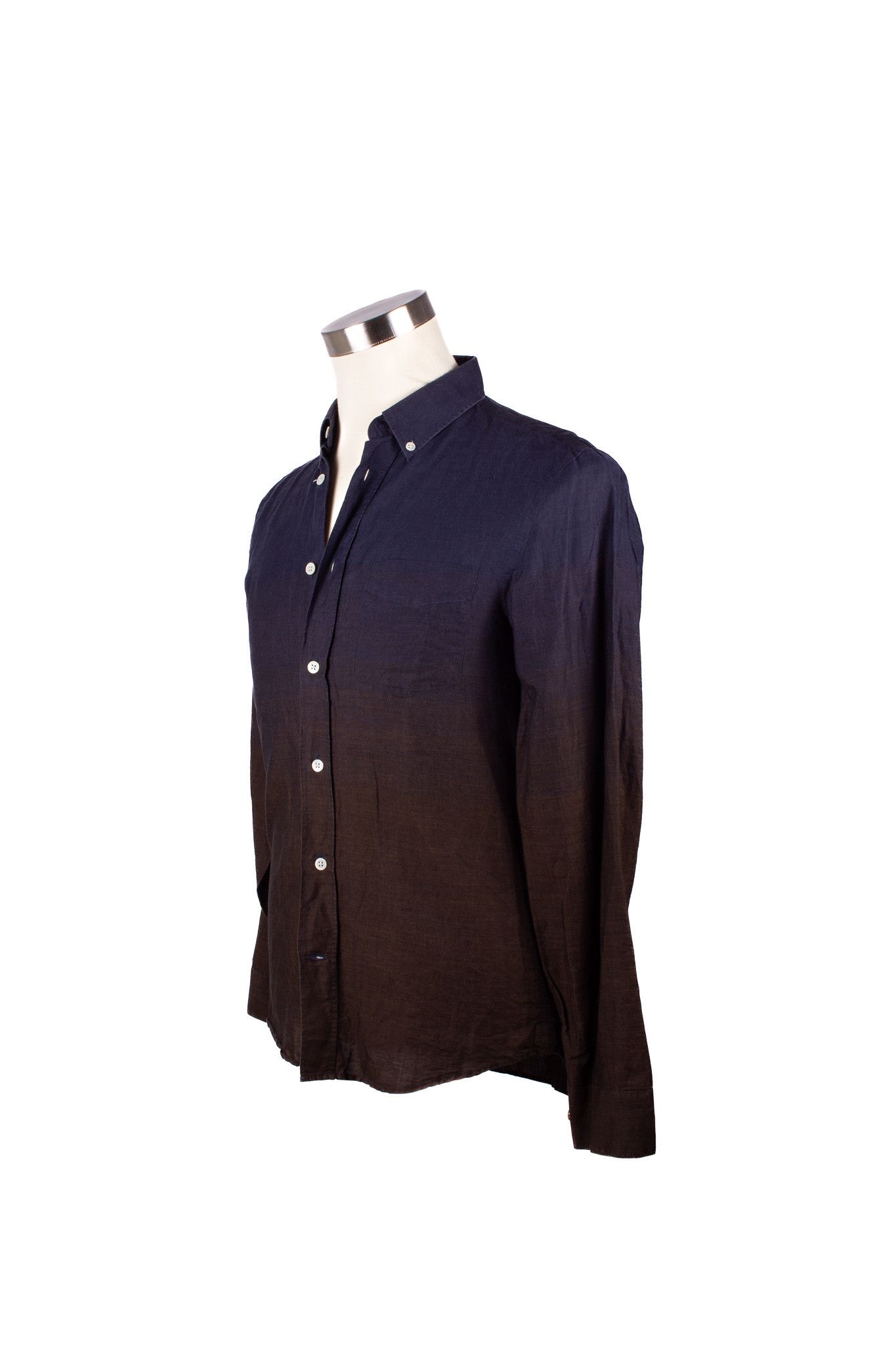 Acne Studios ACNE STUDIOS NAVY/BROWN LINEN BLEND GRADIENT BUTTON DOWN Size US S / EU 44-46 / 1 - 2 Thumbnail
