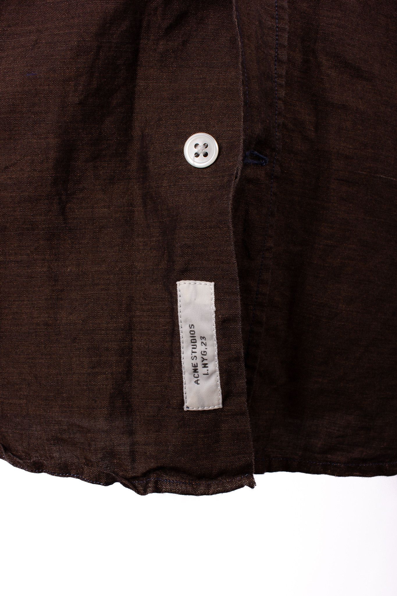 Acne Studios ACNE STUDIOS NAVY/BROWN LINEN BLEND GRADIENT BUTTON DOWN Size US S / EU 44-46 / 1 - 5 Thumbnail