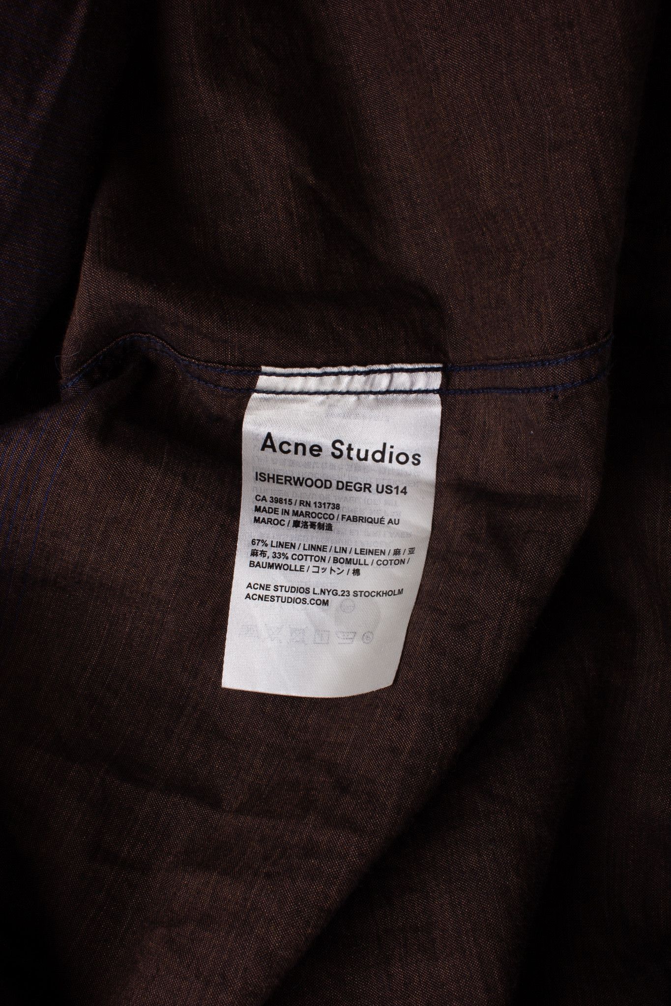 Acne Studios ACNE STUDIOS NAVY/BROWN LINEN BLEND GRADIENT BUTTON DOWN Size US S / EU 44-46 / 1 - 7 Thumbnail